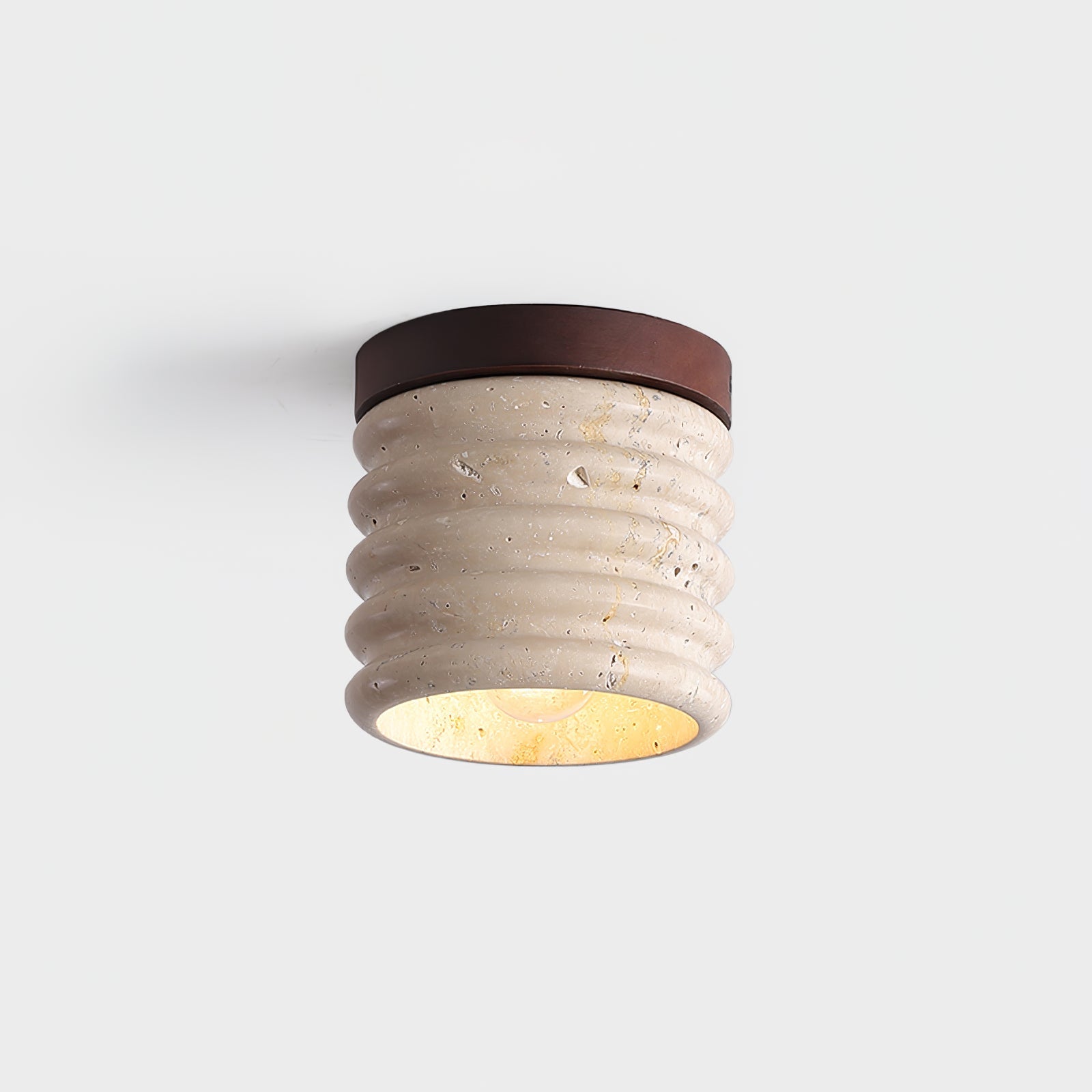 Vomaran Fluted Cylinder Travertine Ceiling Light-Neutral Decor
