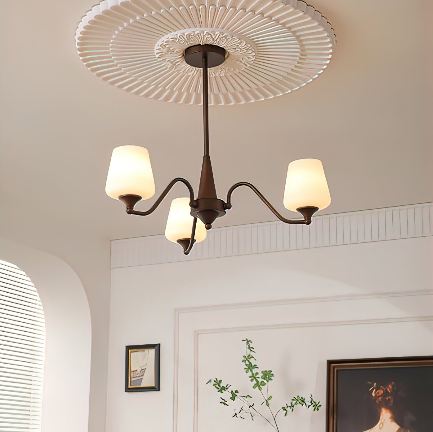 Aurora Chandelier Frosted Glass Shades-Neutral Decor