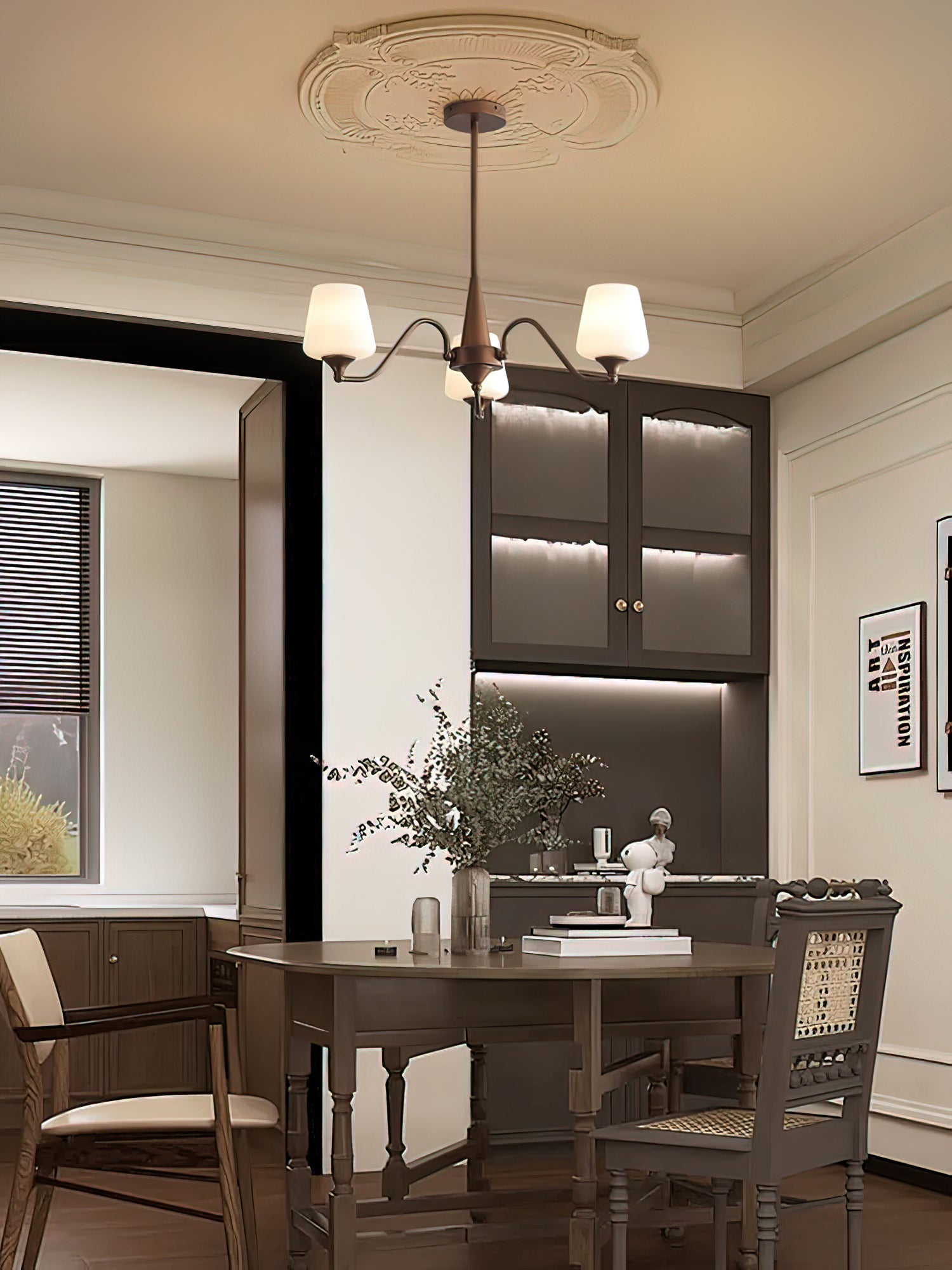 Aurora Chandelier Frosted Glass Shades-Neutral Decor