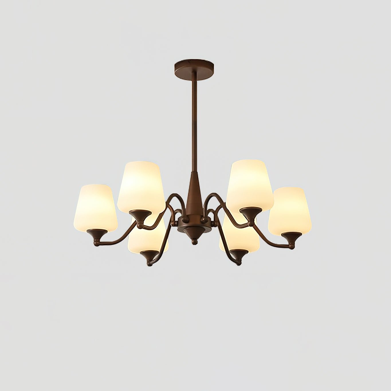 Aurora Chandelier Frosted Glass Shades-Neutral Decor