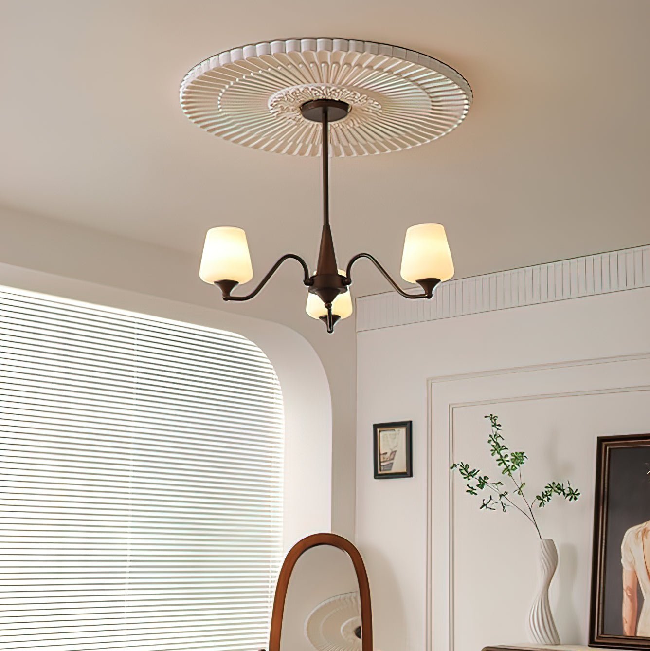Aurora Chandelier Frosted Glass Shades-Neutral Decor