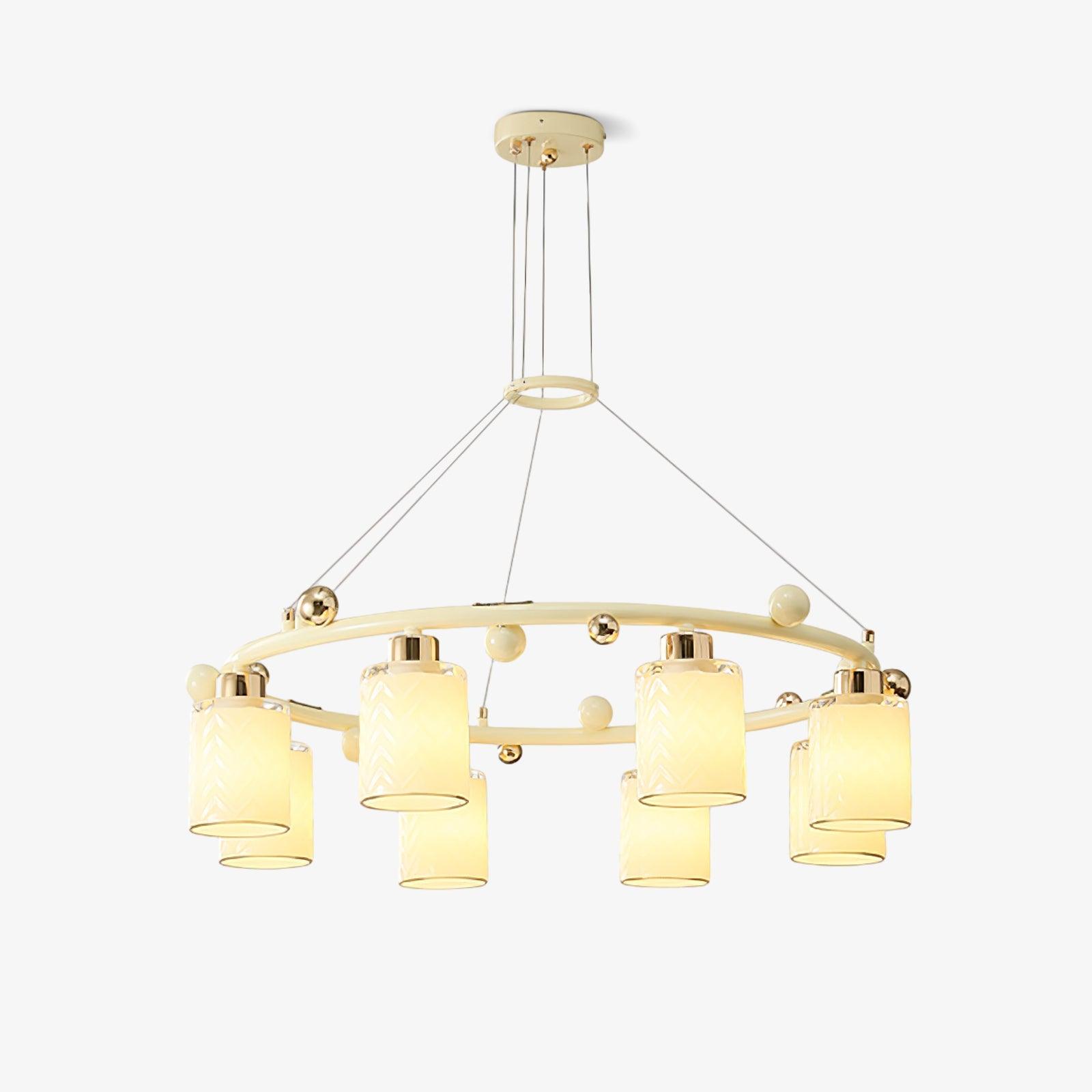 Alsile Japandi Style Glass Chandelier-Neutral Decor