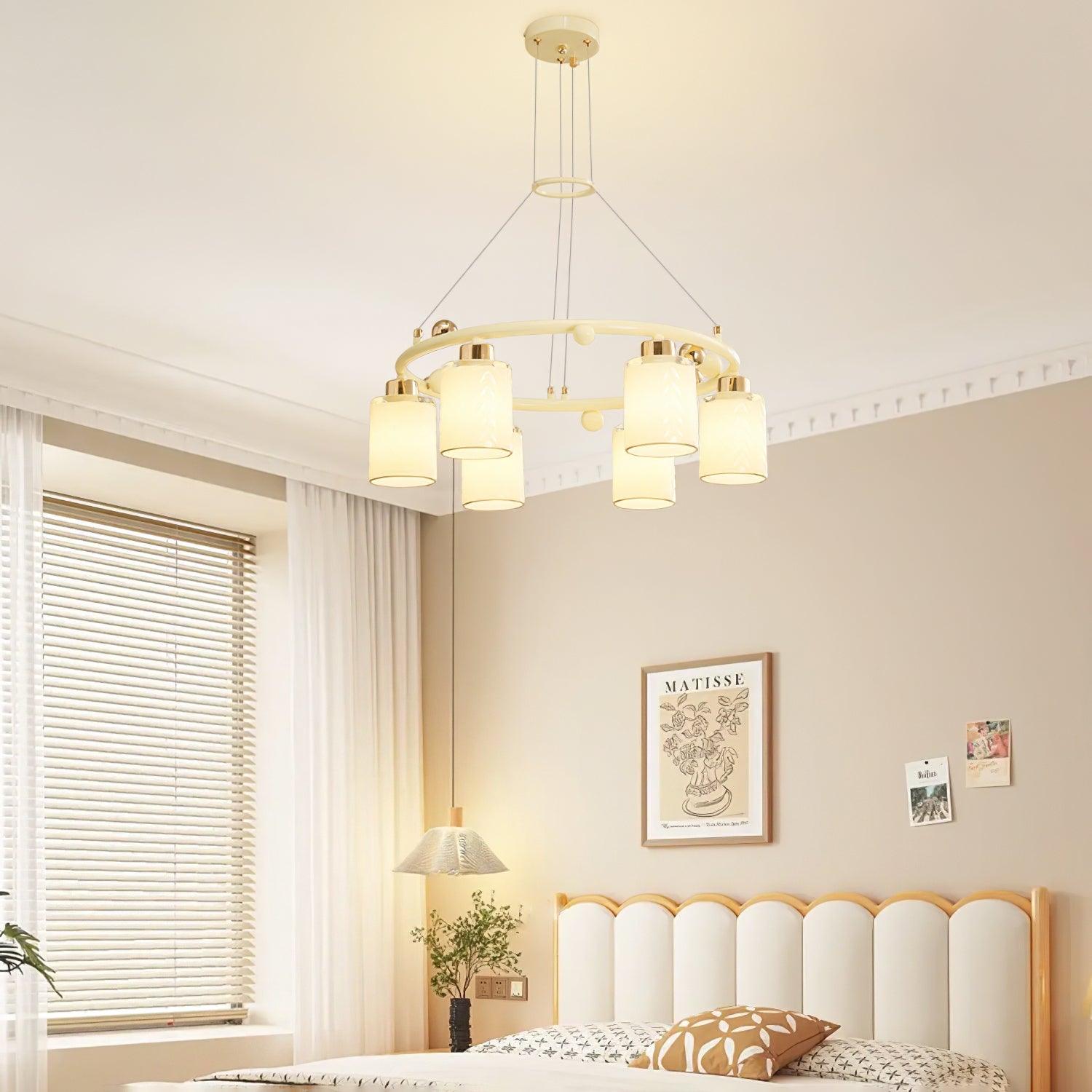 Alsile Japandi Style Glass Chandelier-Neutral Decor