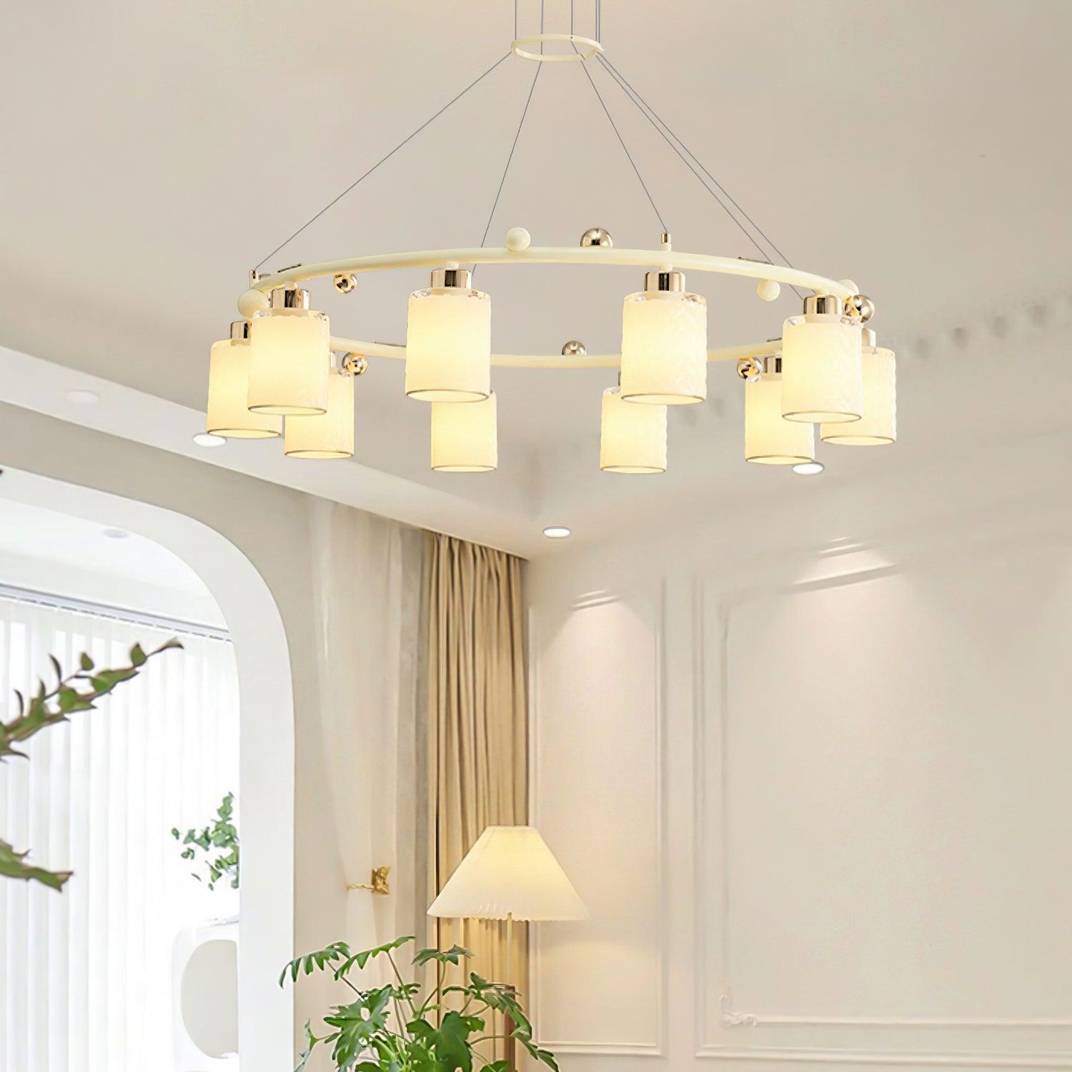 Alsile Japandi Style Glass Chandelier-Neutral Decor