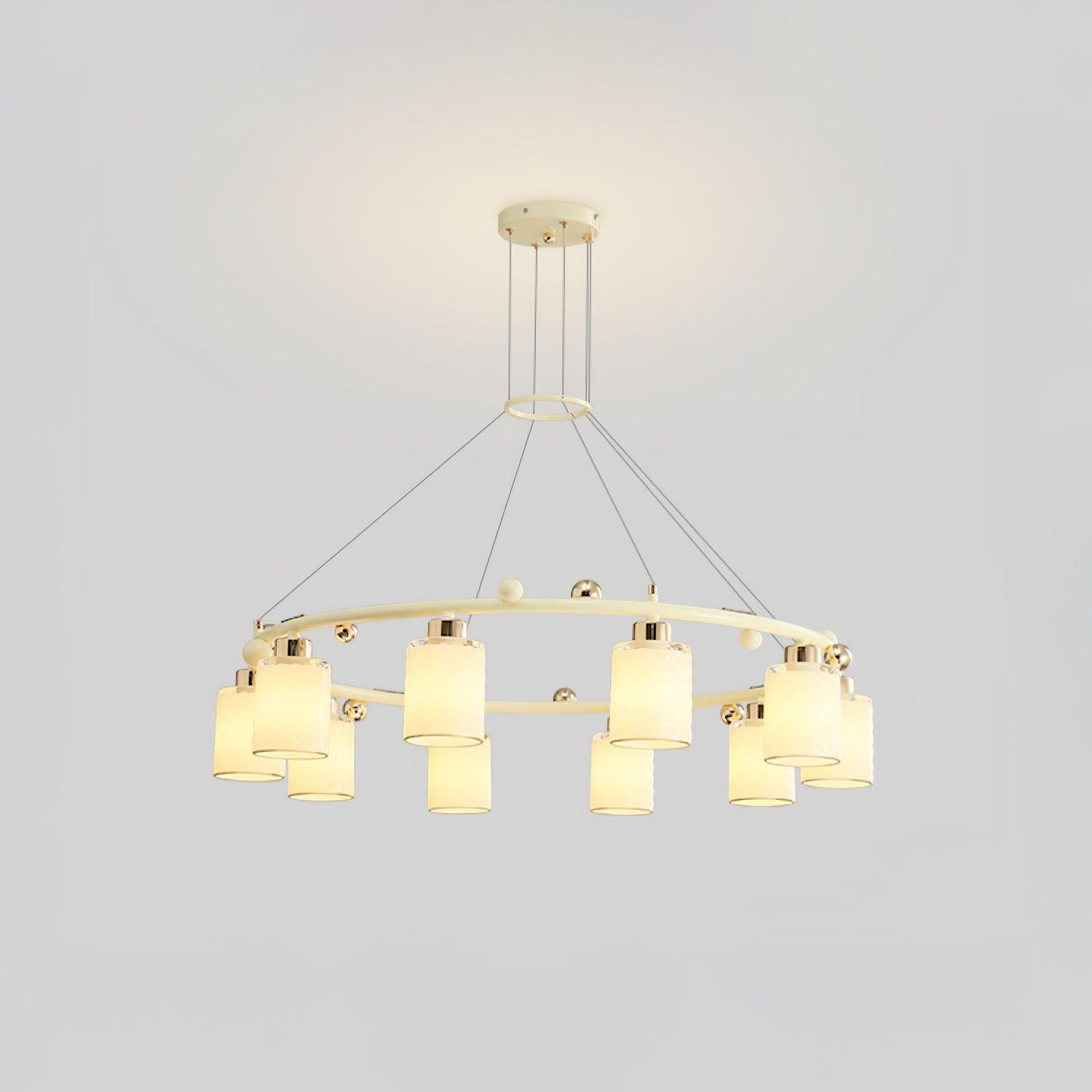 Alsile Japandi Style Glass Chandelier-Neutral Decor