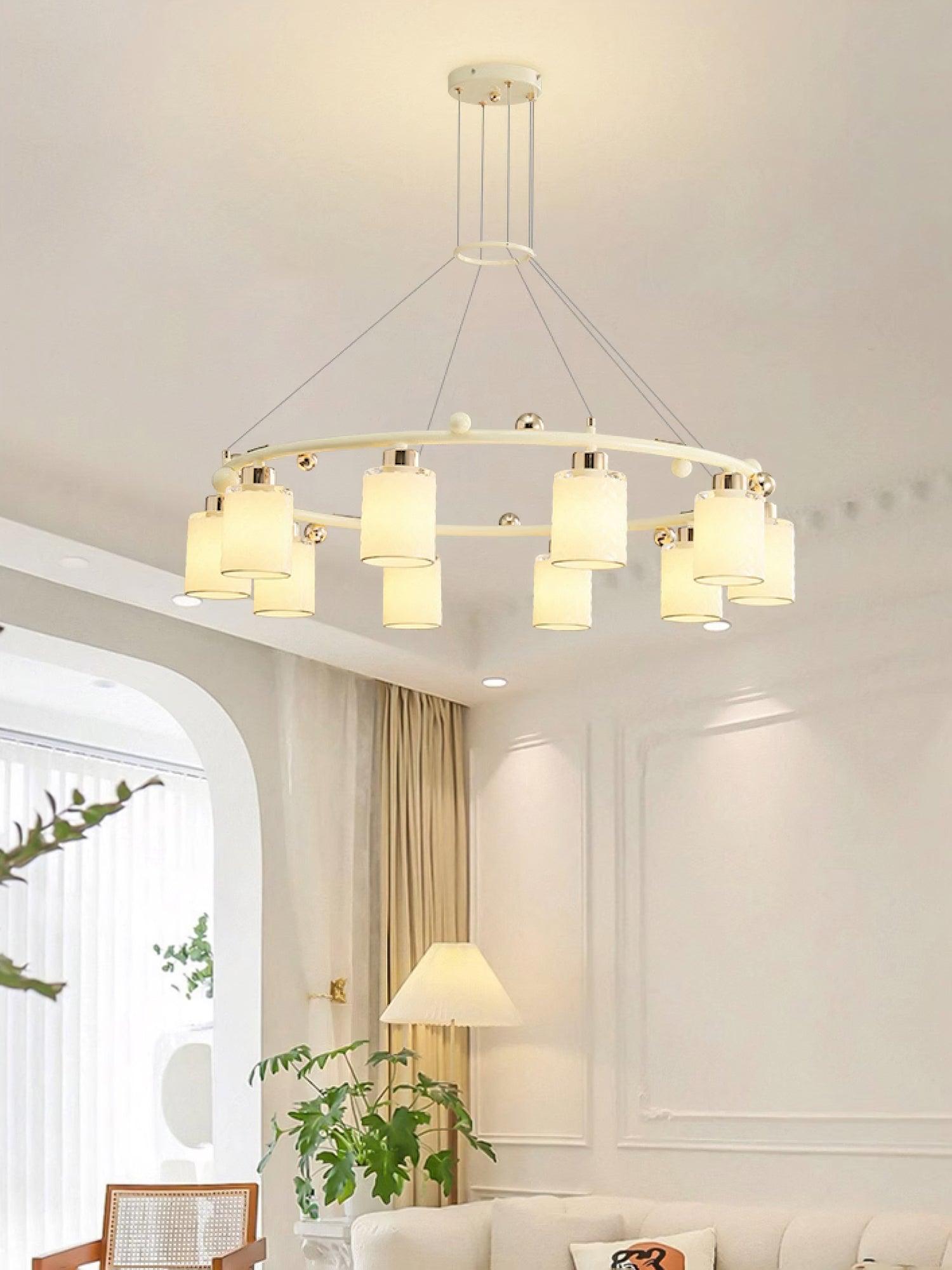Alsile Japandi Style Glass Chandelier-Neutral Decor