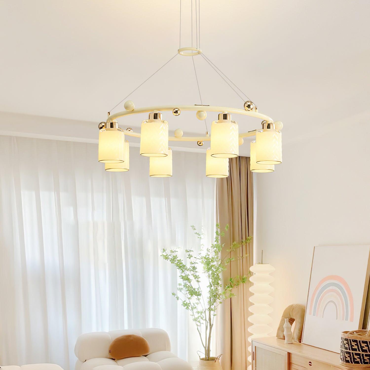 Alsile Japandi Style Glass Chandelier-Neutral Decor
