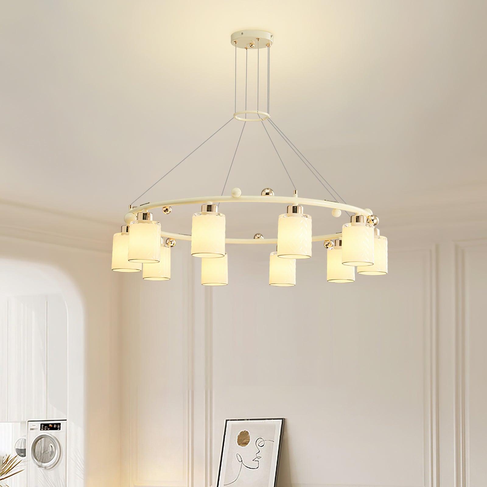Alsile Japandi Style Glass Chandelier-Neutral Decor