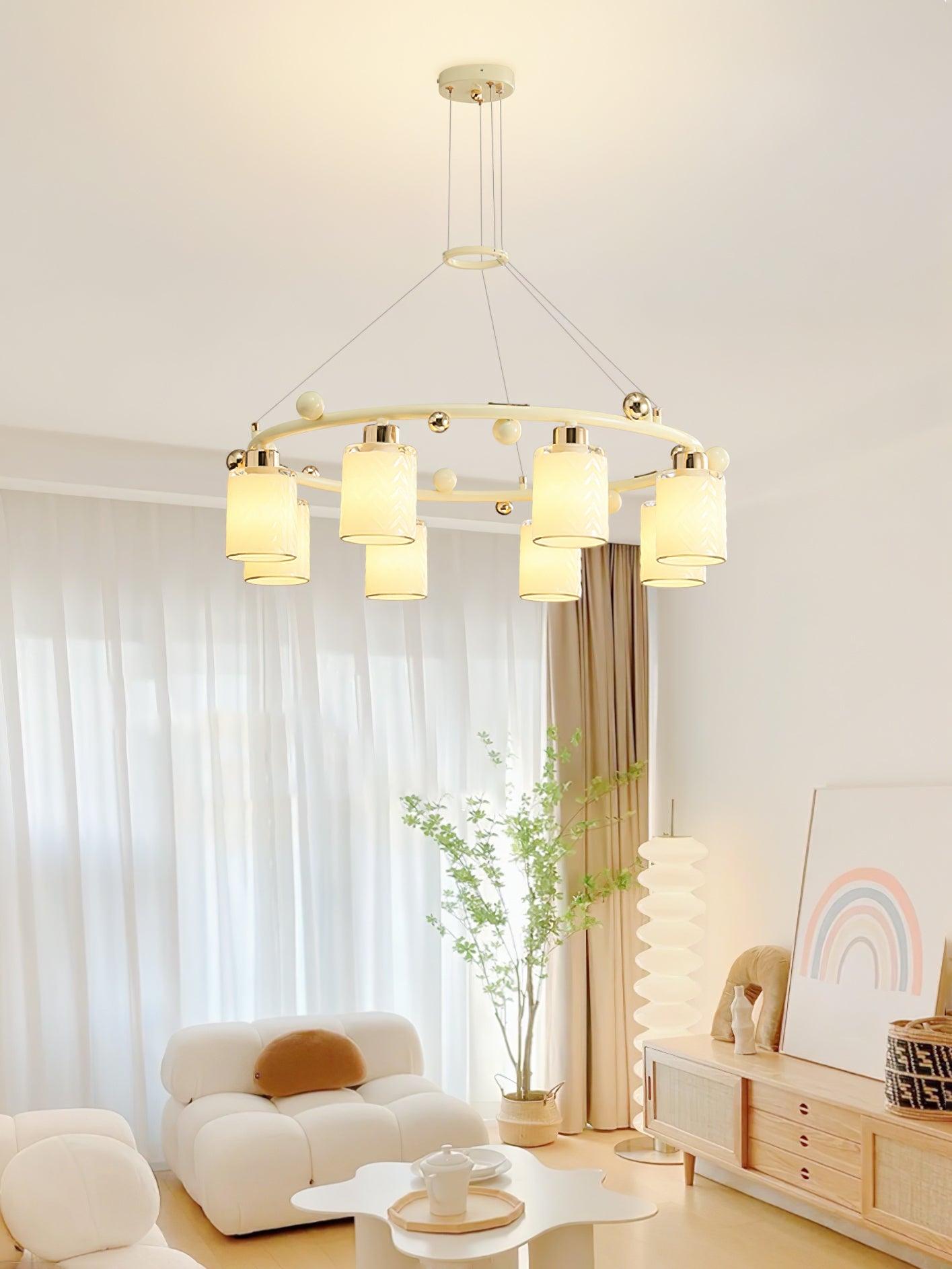 Alsile Japandi Style Glass Chandelier-Neutral Decor