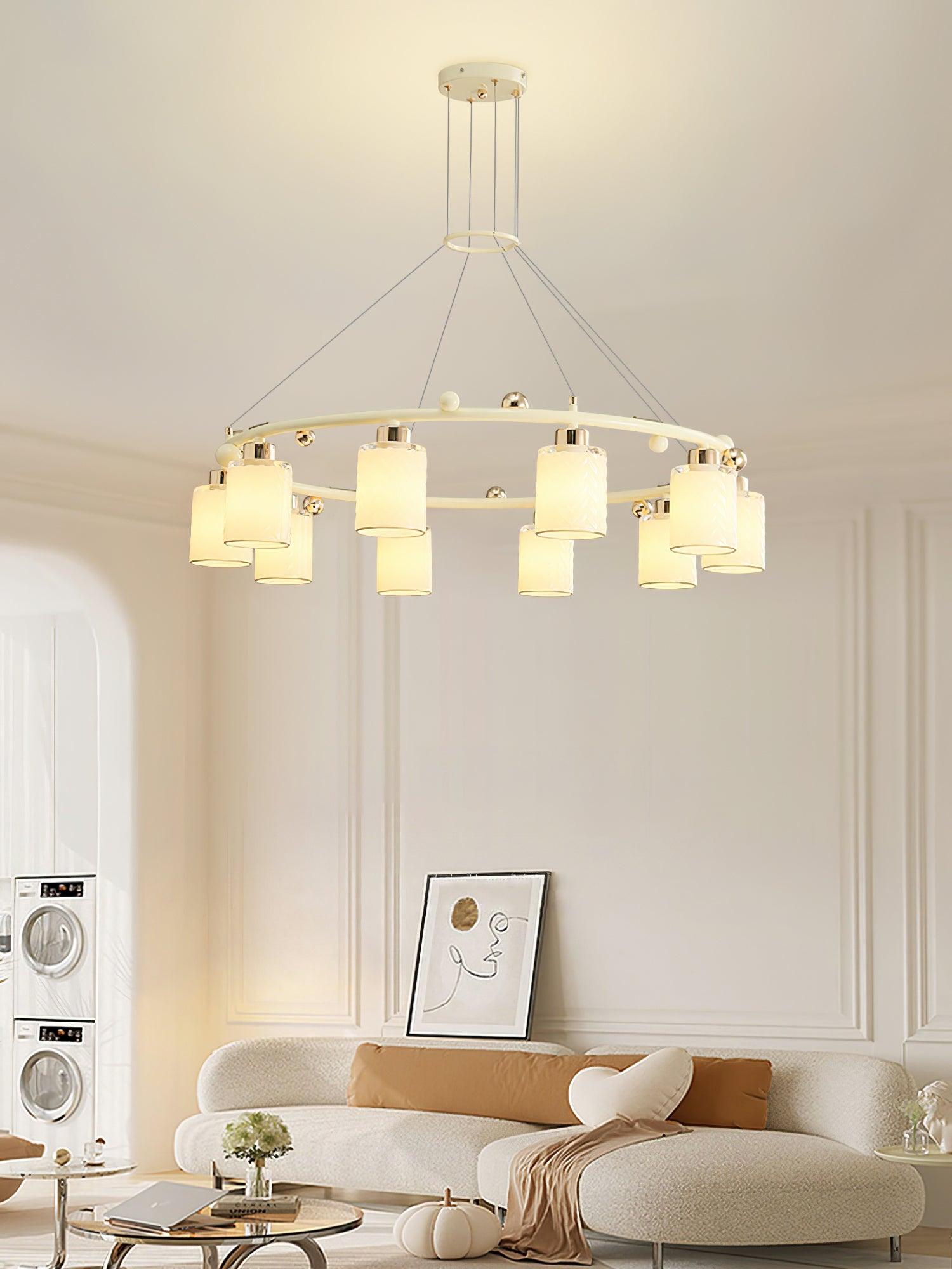 Alsile Japandi Style Glass Chandelier-Neutral Decor