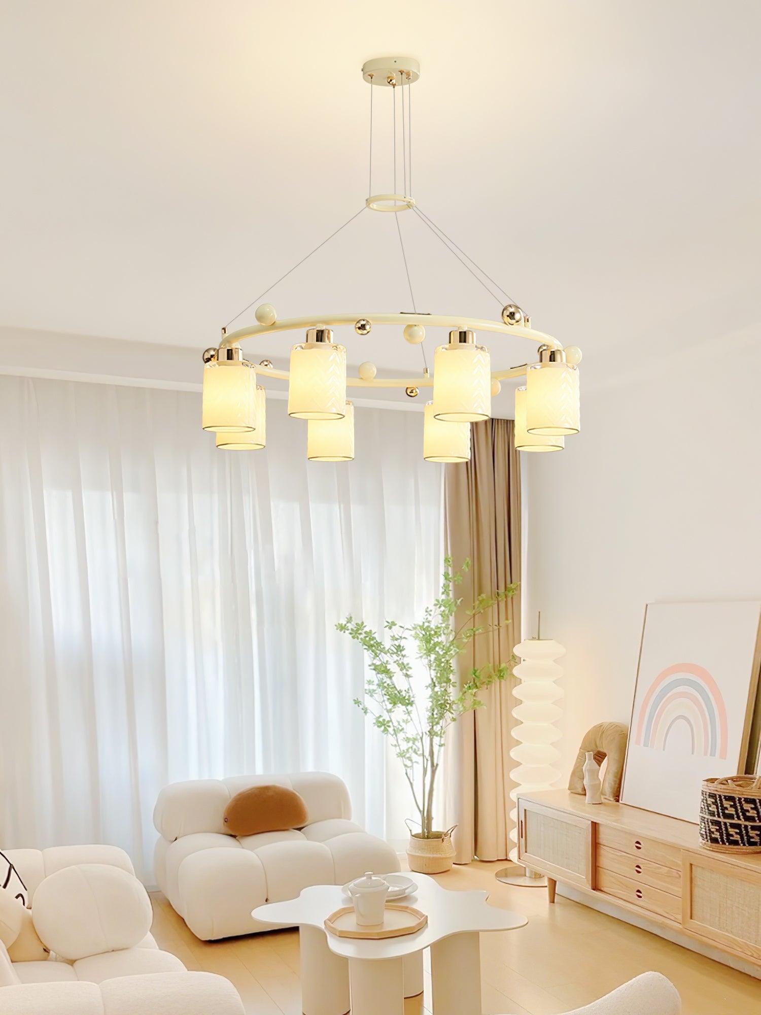 Alsile Japandi Style Glass Chandelier-Neutral Decor