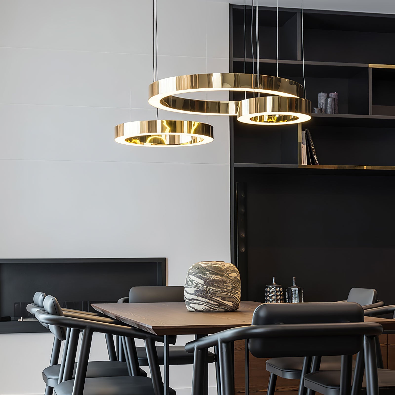 Dexlin Pendant Light LED Ring Gold Modern 3-Ring-Neutral Decor