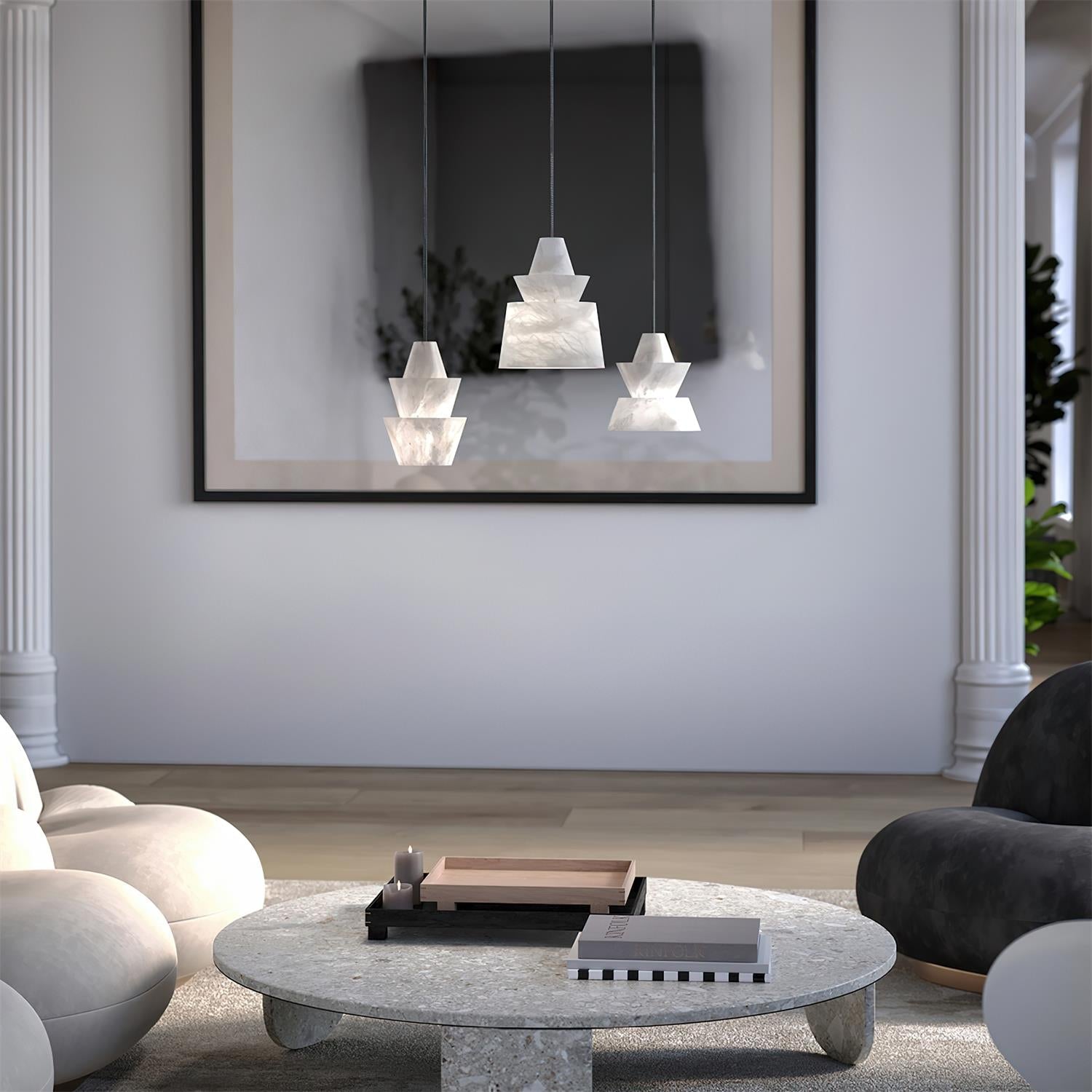 Ezion Layered White Alabaster Pendant Light