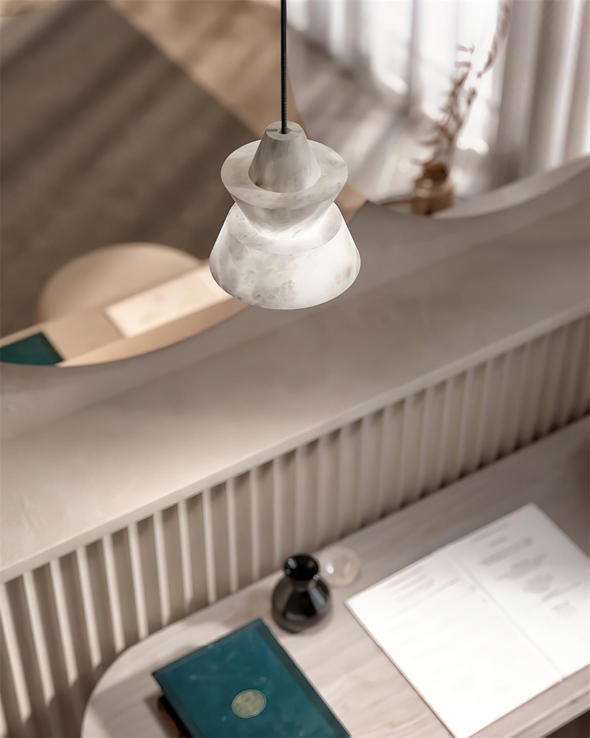 Ezion Layered White Alabaster Pendant Light