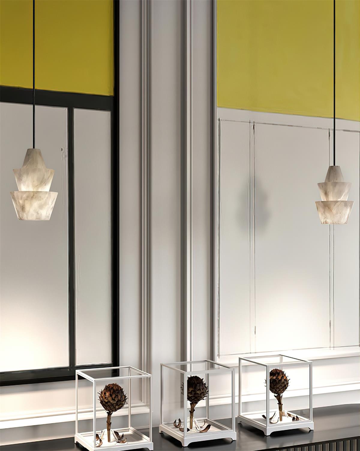 Ezion Layered White Alabaster Pendant Light