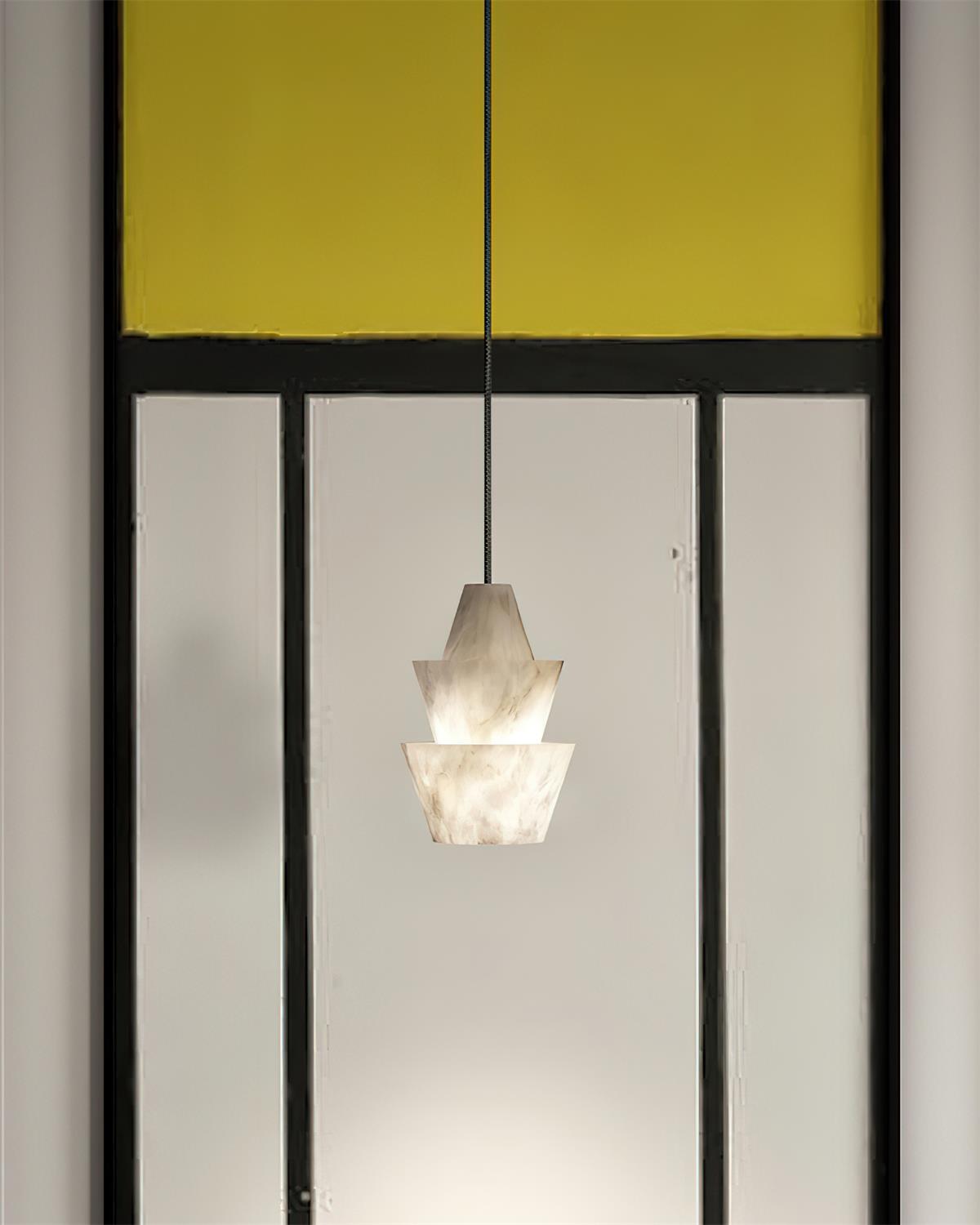 Ezion Layered White Alabaster Pendant Light