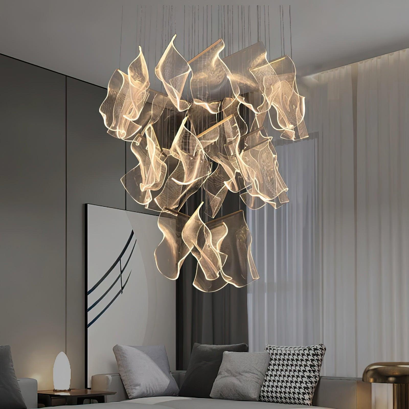 Lustra Chandelier Acrylic LED Abstract Floating-Neutral Decor