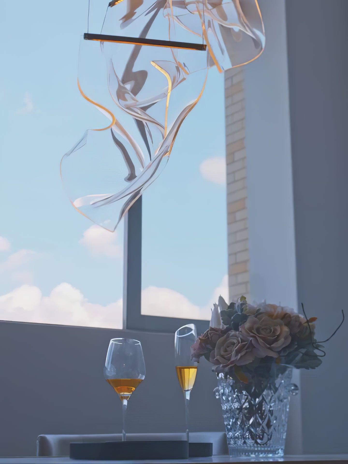 Lustra Chandelier Acrylic LED Abstract Floating-Neutral Decor