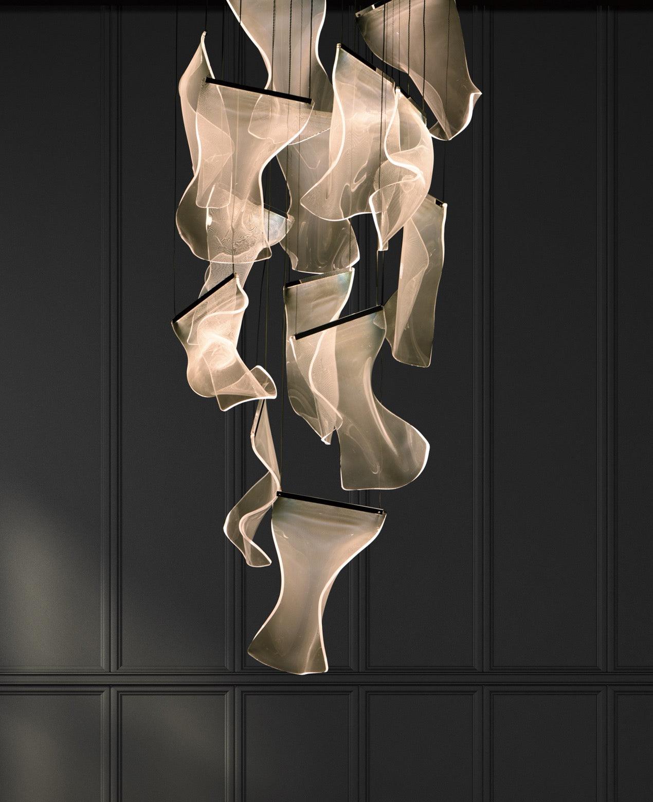 Lustra Chandelier Acrylic LED Abstract Floating-Neutral Decor