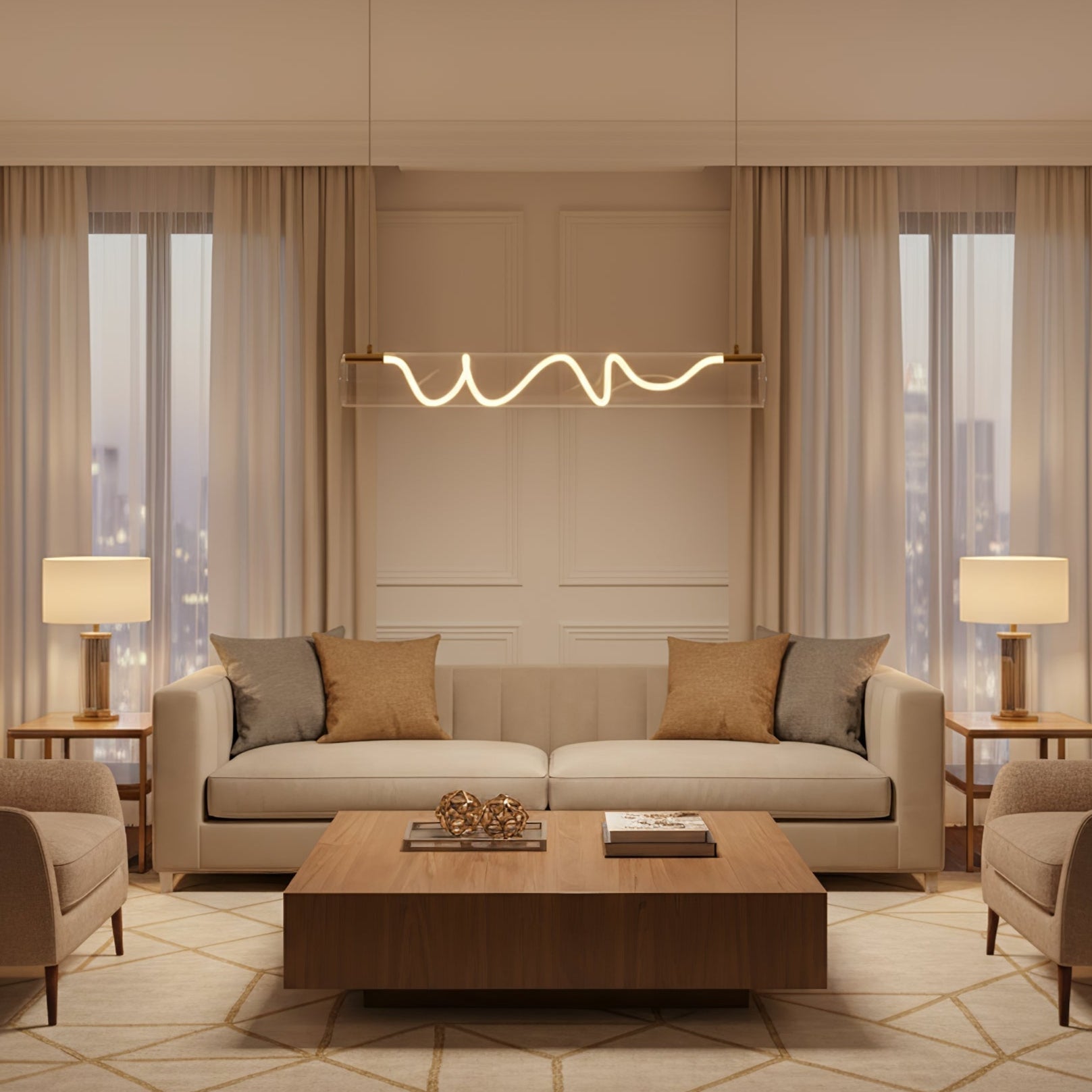 Ripple Linear Pendant Lamp-Neutral Decor