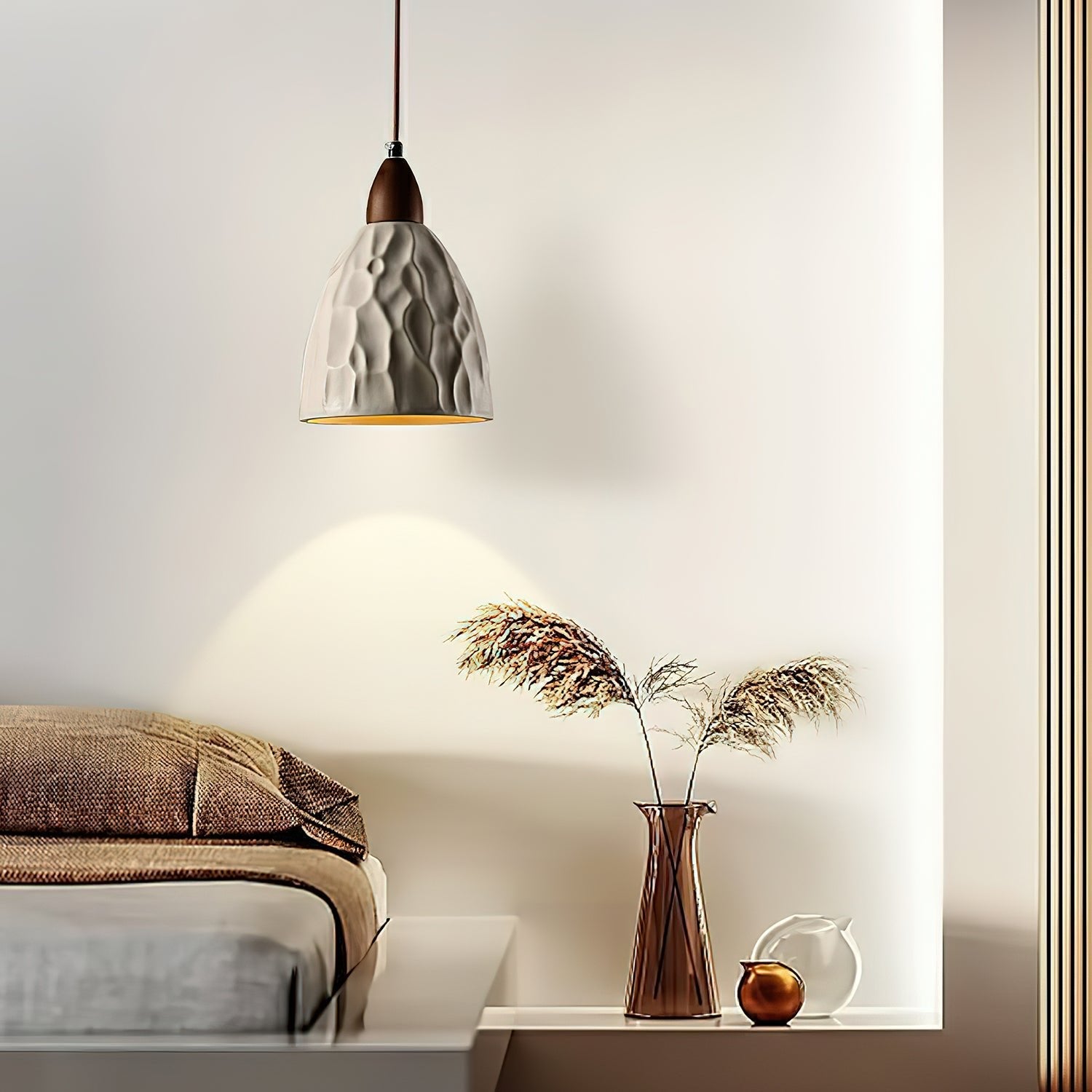 Osilora Premium Nordic Art Ripple Wood Pendant Light-Neutral Decor