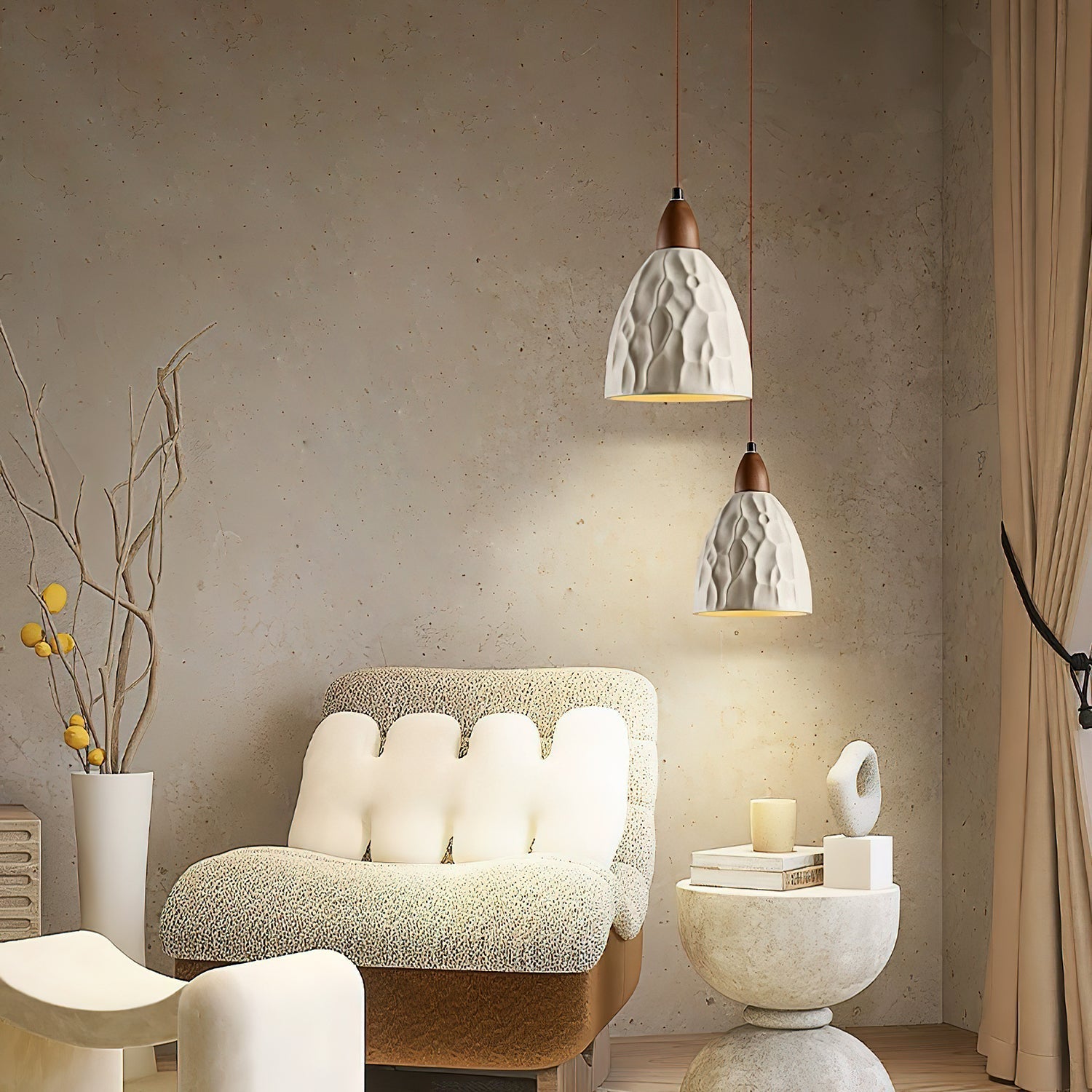 Osilora Premium Nordic Art Ripple Wood Pendant Light-Neutral Decor
