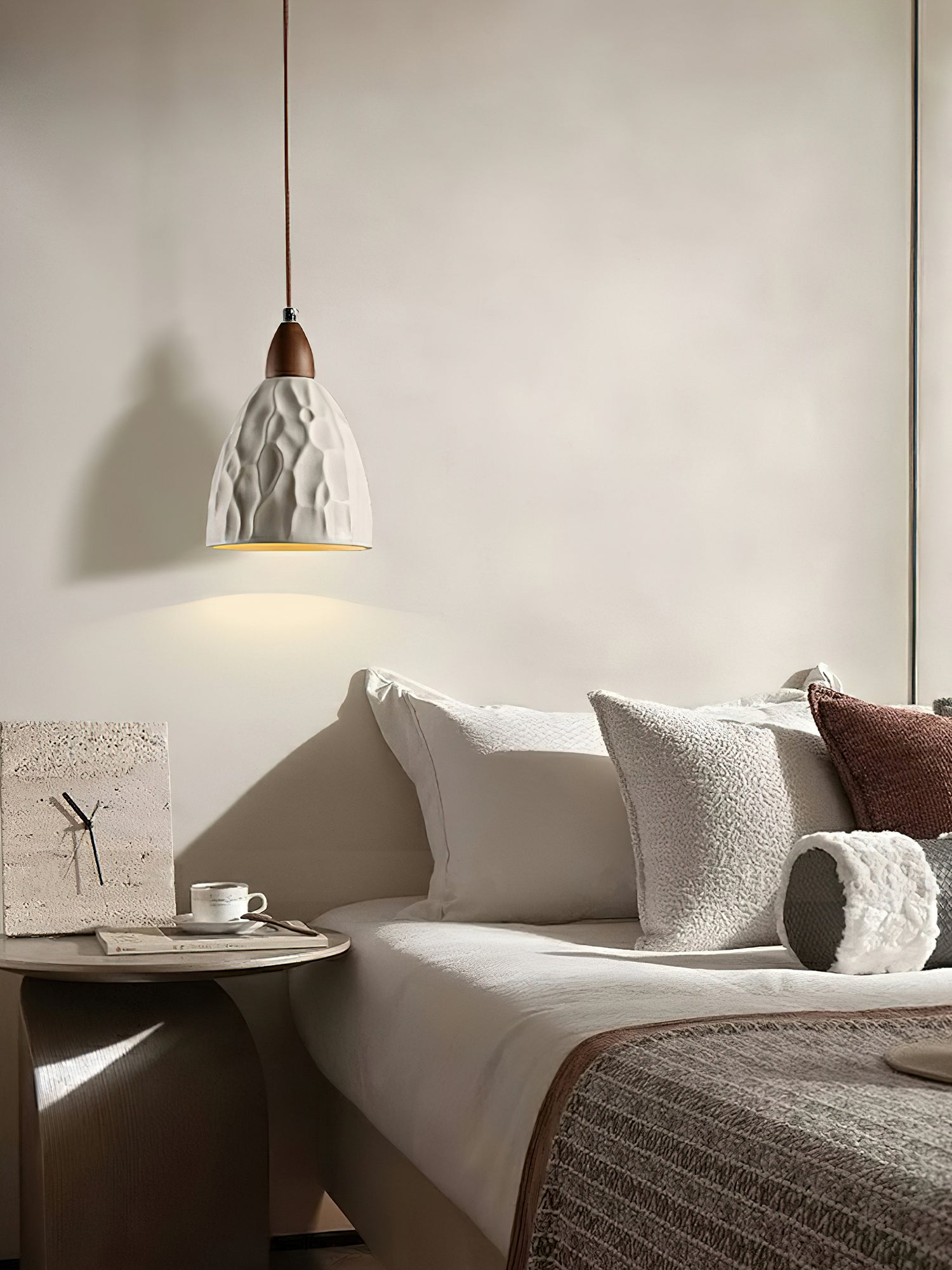 Osilora Premium Nordic Art Ripple Wood Pendant Light-Neutral Decor