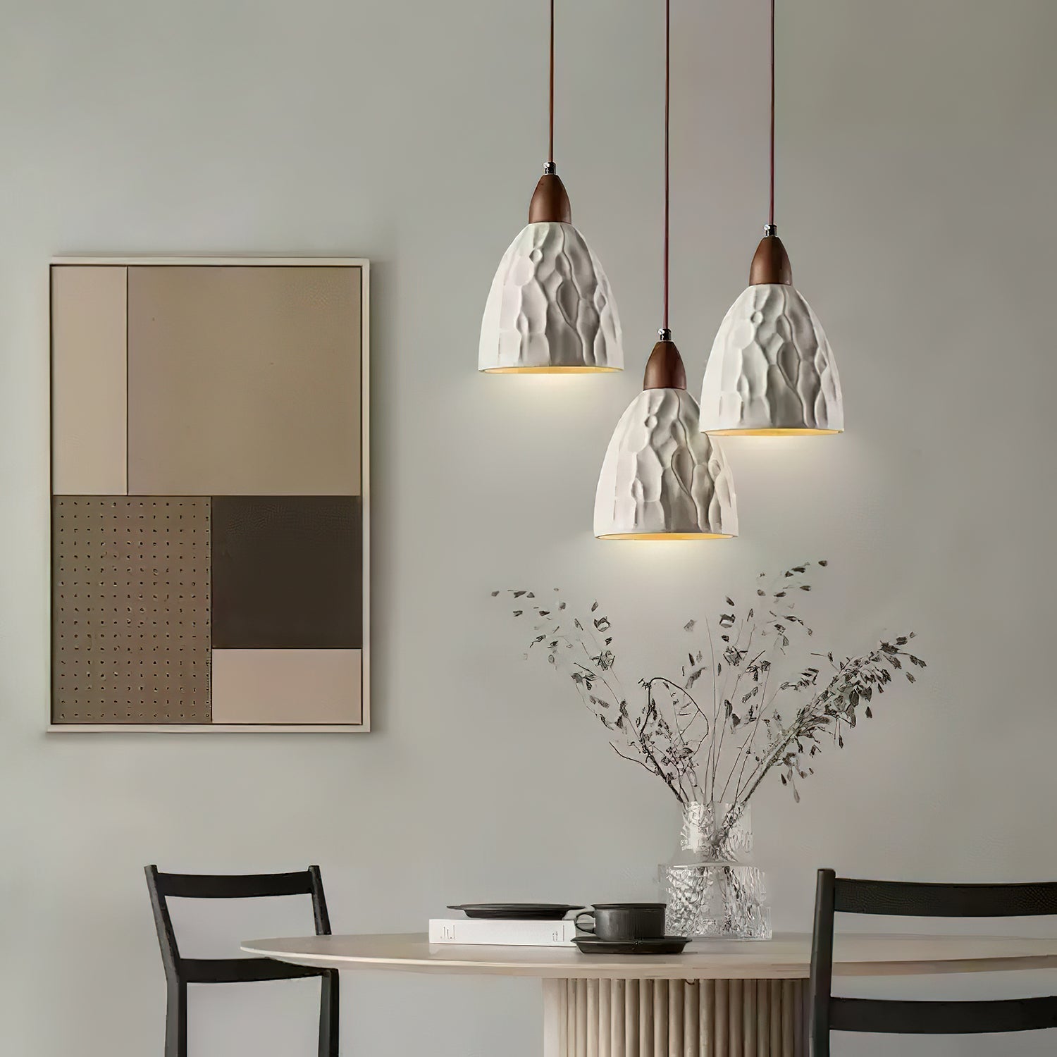 Osilora Premium Nordic Art Ripple Wood Pendant Light-Neutral Decor