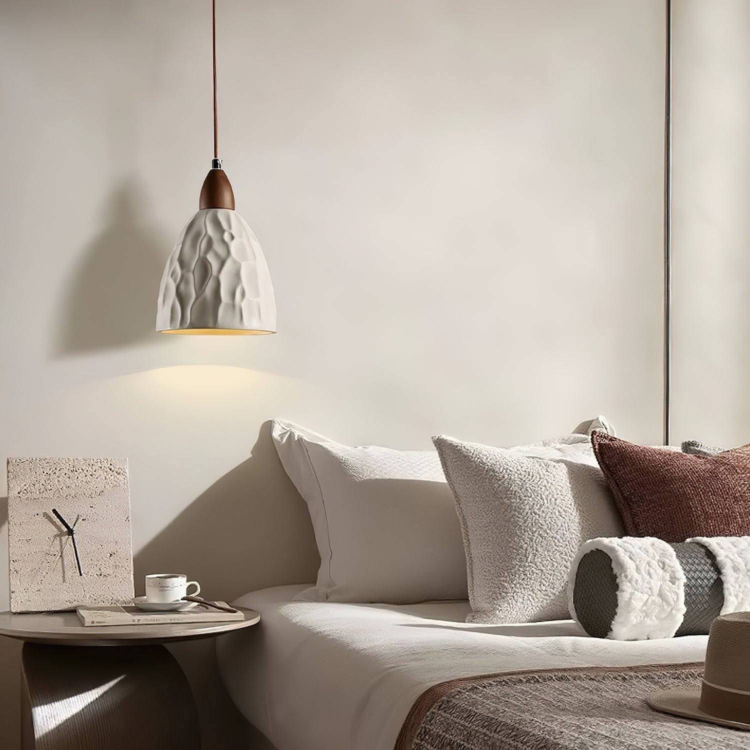 Osilora Premium Nordic Art Ripple Wood Pendant Light-Neutral Decor