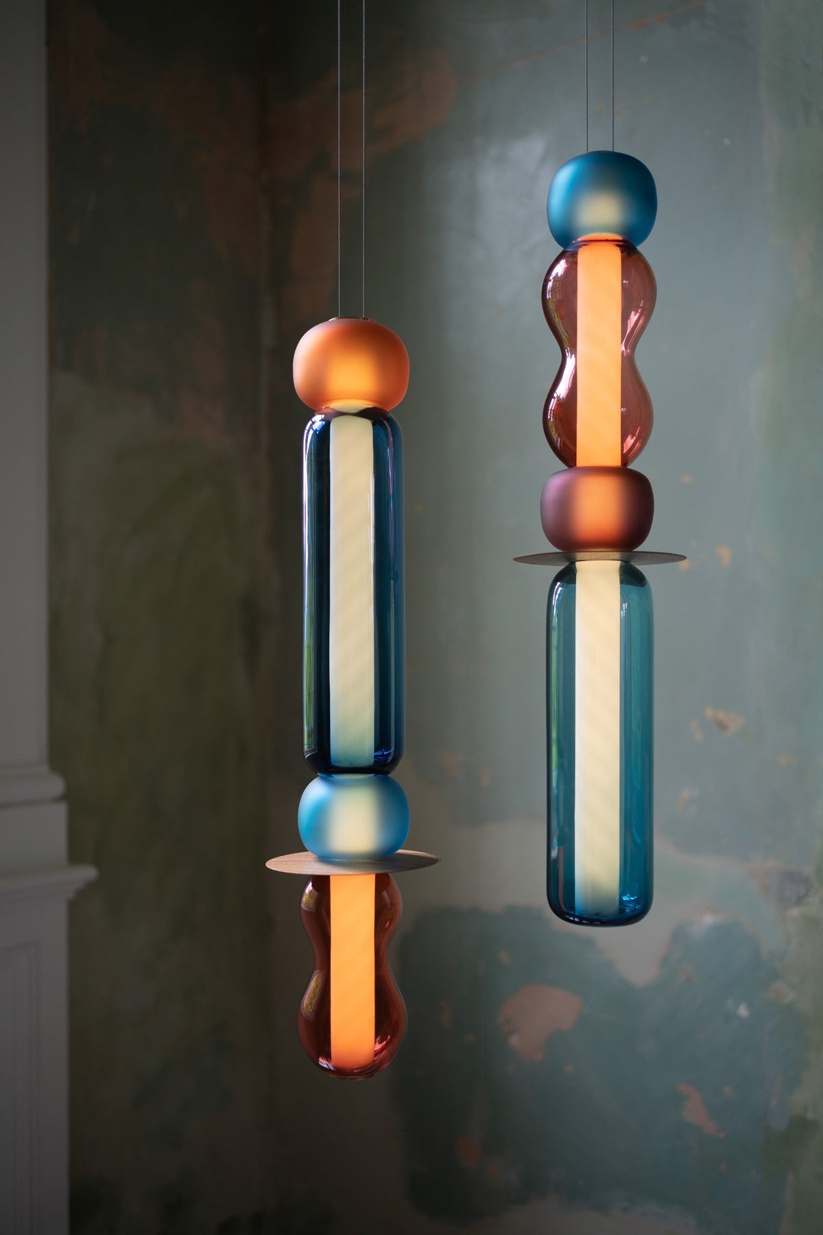 Lustra Pendant Lamp Colored Glass Modern-Neutral Decor