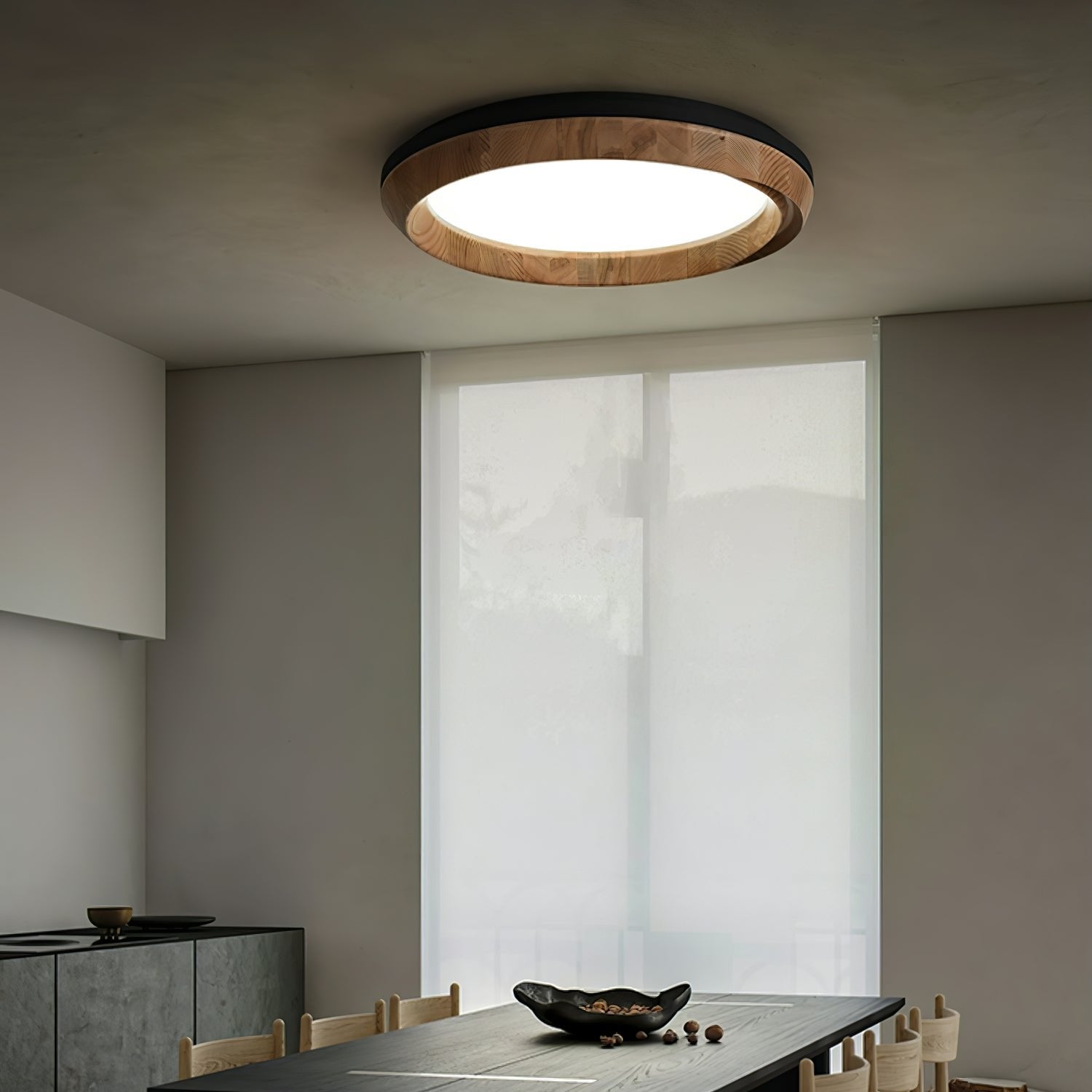 Aurdoreth Modern Minimalist Ripple Wood Ceiling Light-Neutral Decor