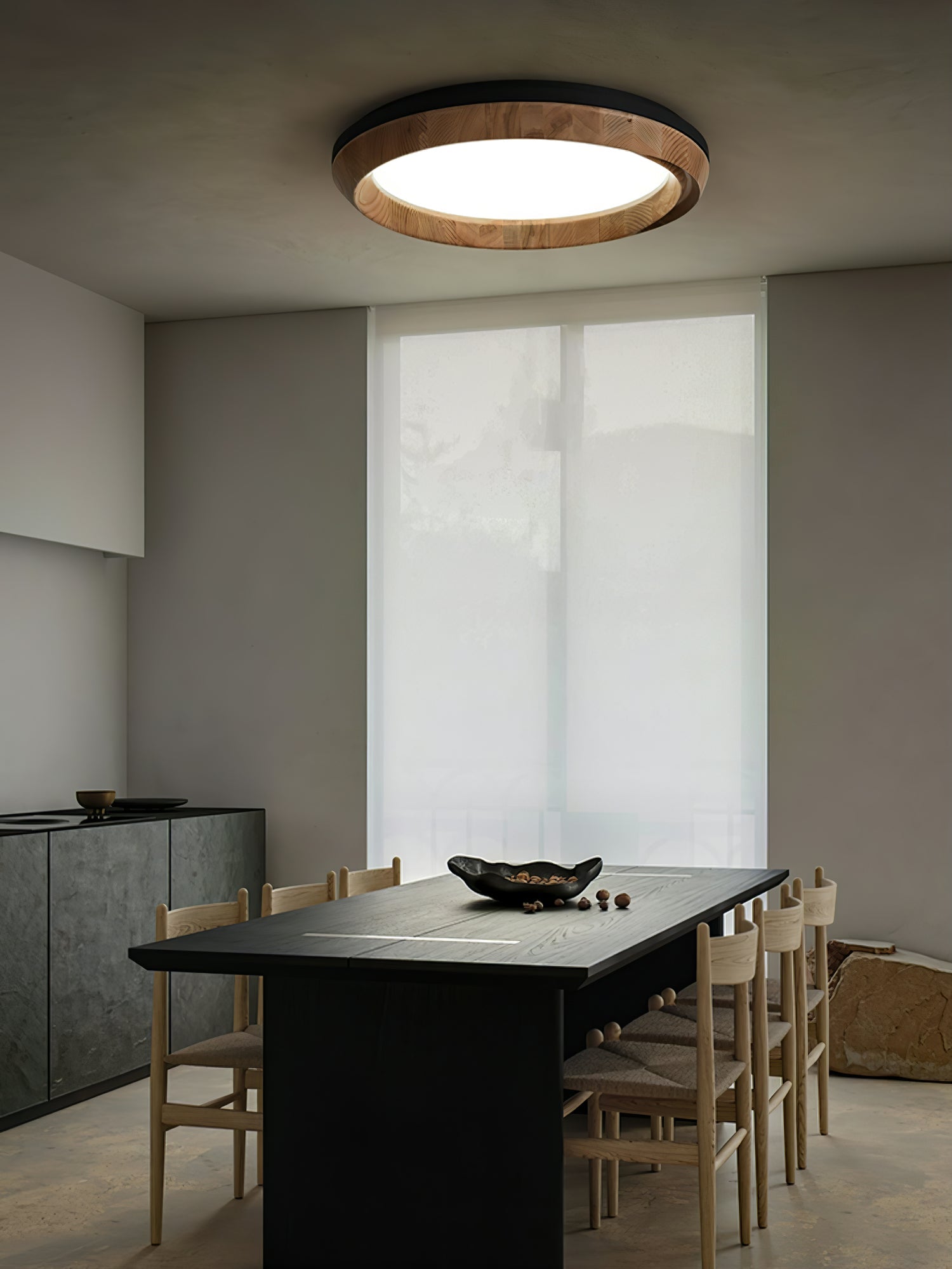 Aurdoreth Modern Minimalist Ripple Wood Ceiling Light-Neutral Decor