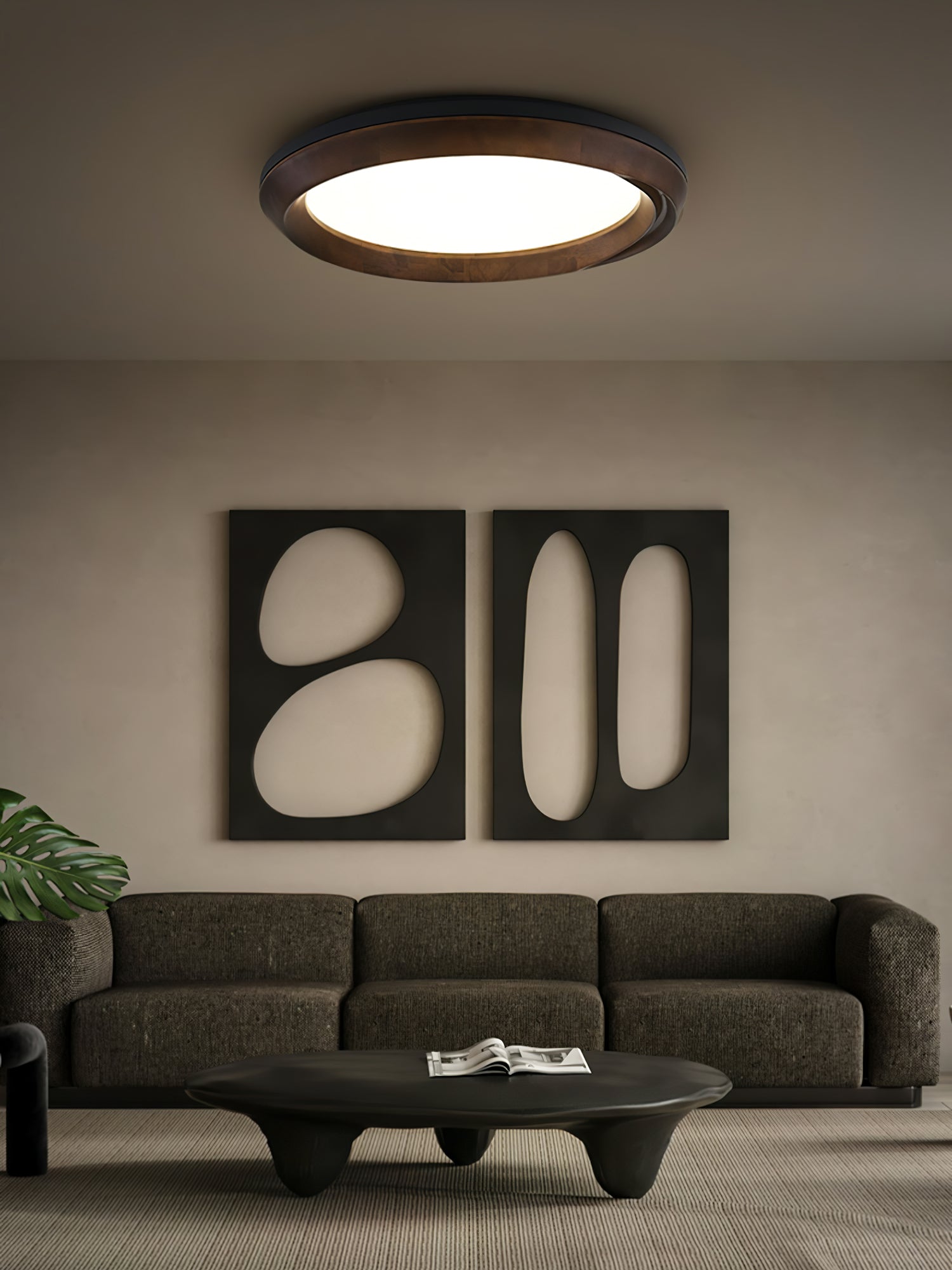 Aurdoreth Modern Minimalist Ripple Wood Ceiling Light-Neutral Decor