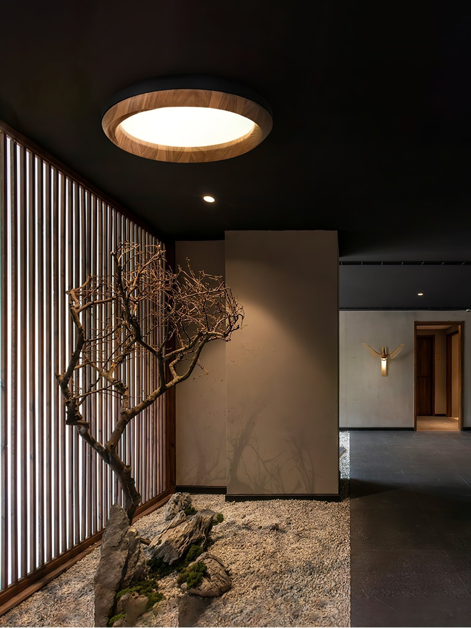 Aurdoreth Modern Minimalist Ripple Wood Ceiling Light-Neutral Decor