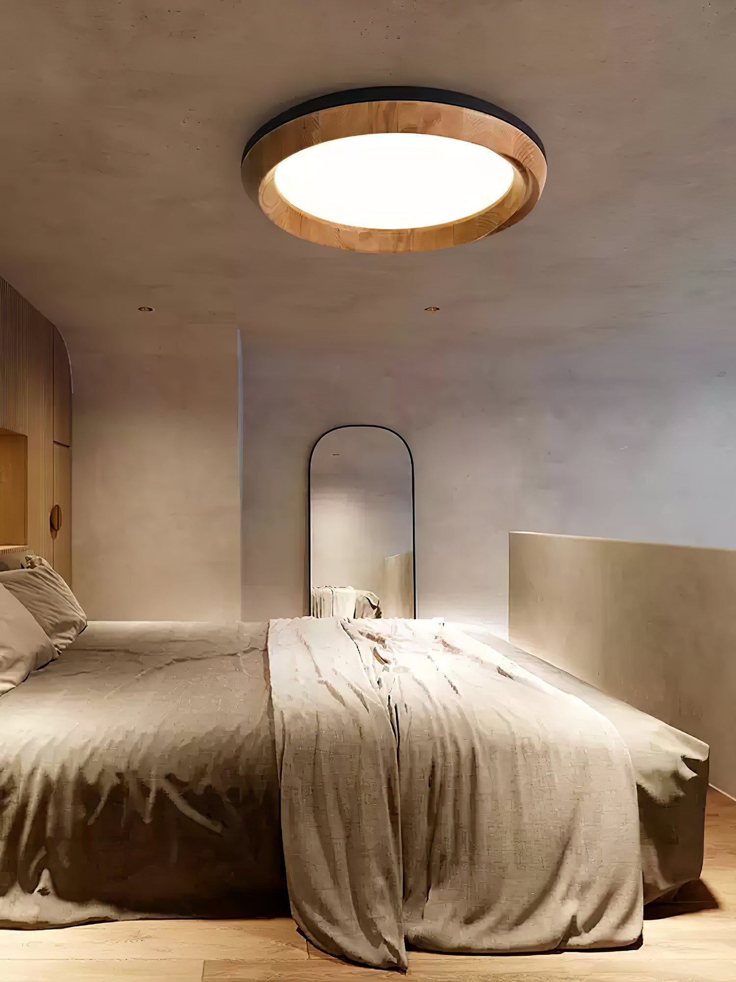 Aurdoreth Modern Minimalist Ripple Wood Ceiling Light-Neutral Decor