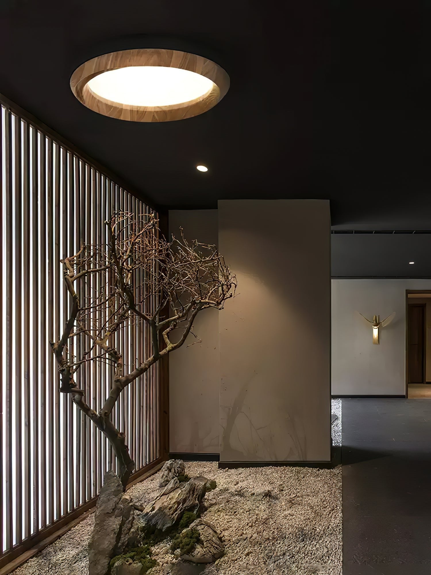 Aurdoreth Modern Minimalist Ripple Wood Ceiling Light-Neutral Decor