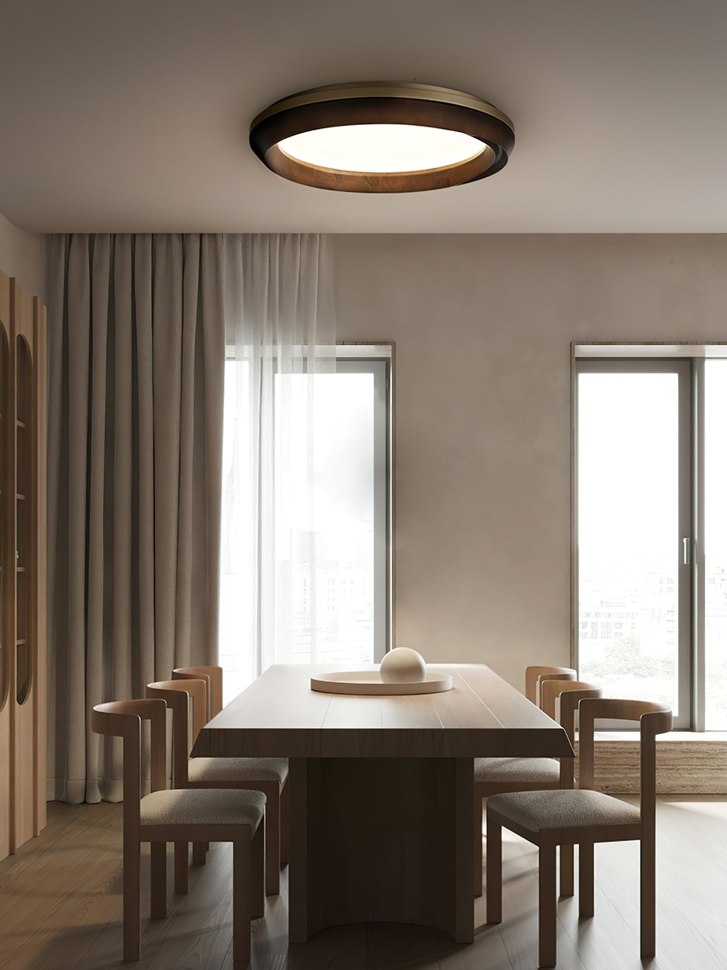 Aurdoreth Modern Minimalist Ripple Wood Ceiling Light-Neutral Decor