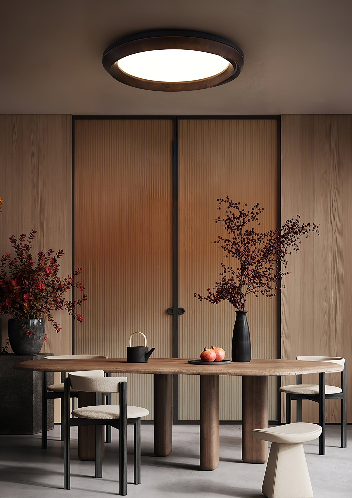 Aurdoreth Modern Minimalist Ripple Wood Ceiling Light-Neutral Decor
