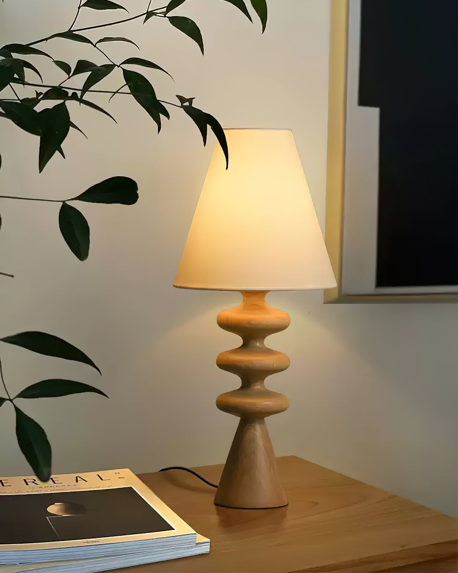 Zelms Modern Wood Table Lamp-Neutral Decor