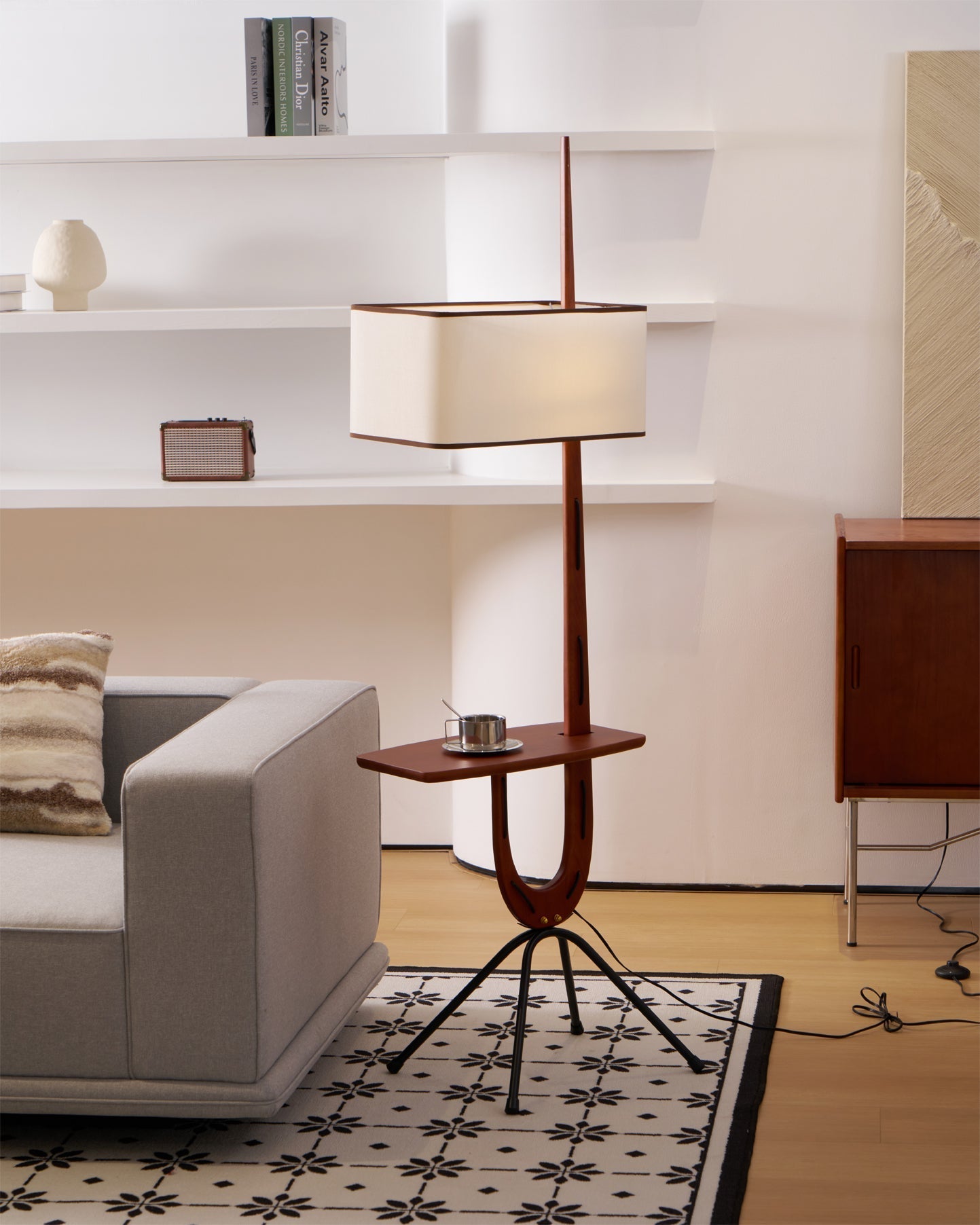 Vemara Mid Century Wood Floor Lamp-Neutral Decor
