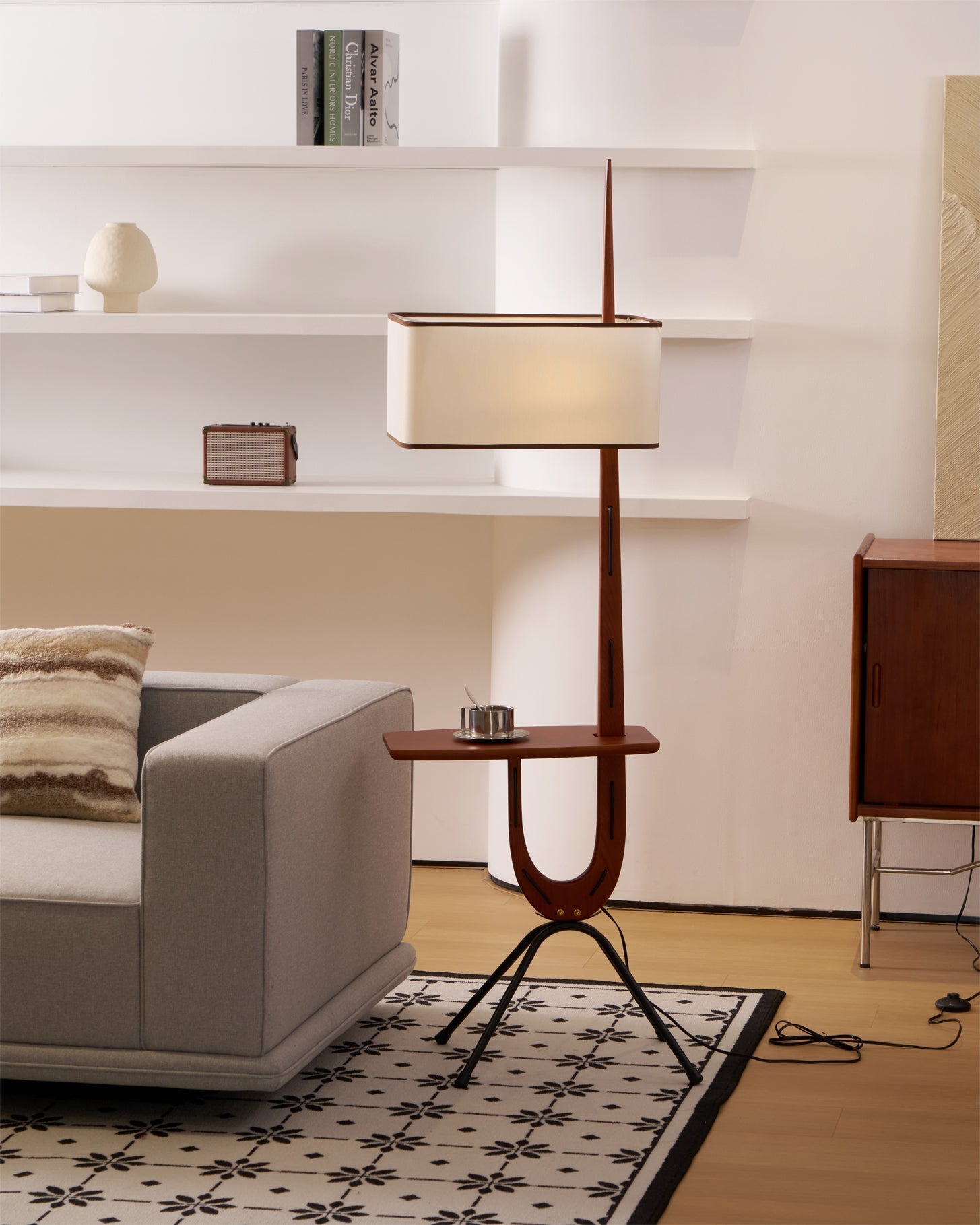 Vemara Mid Century Wood Floor Lamp-Neutral Decor