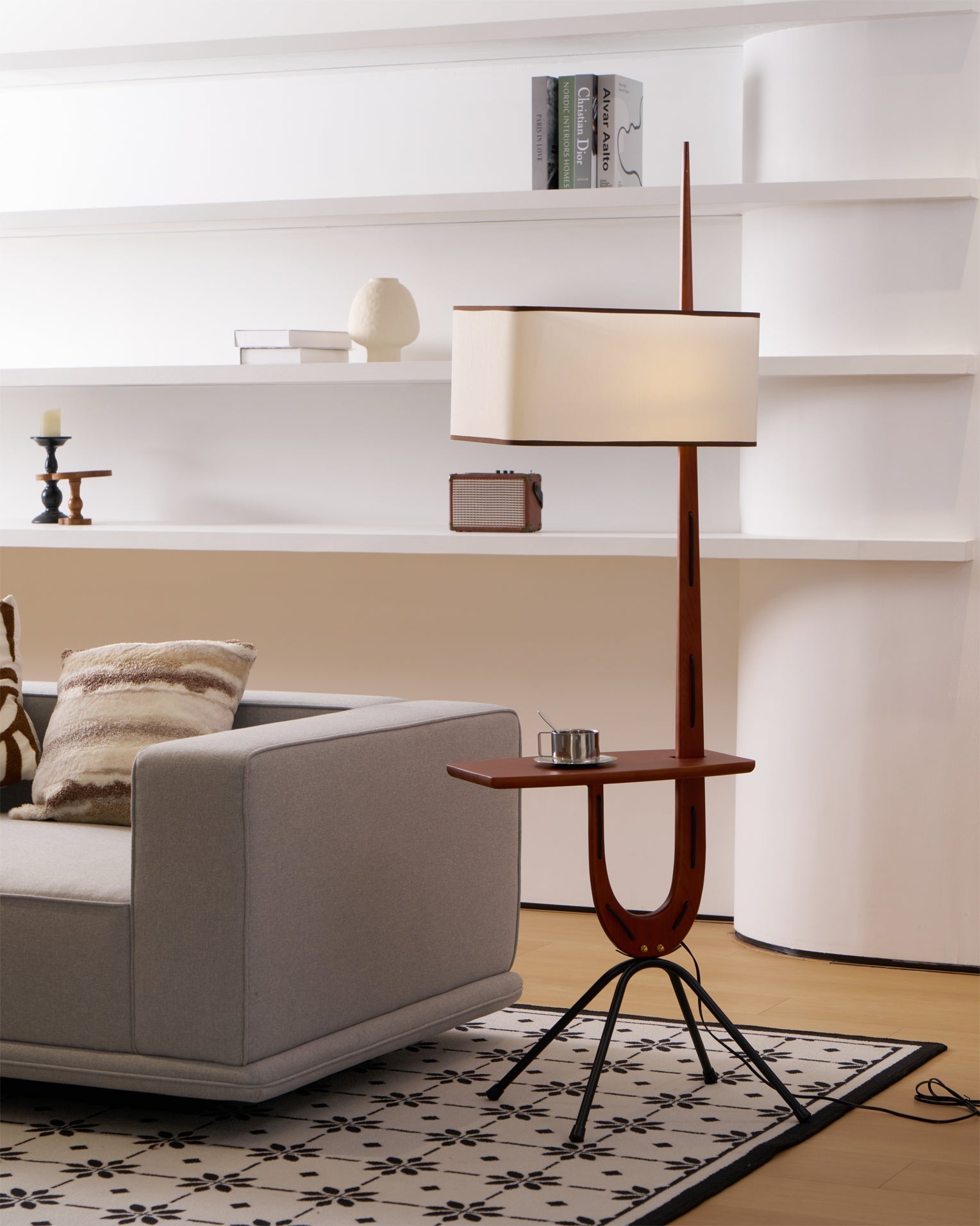 Vemara Mid Century Wood Floor Lamp-Neutral Decor