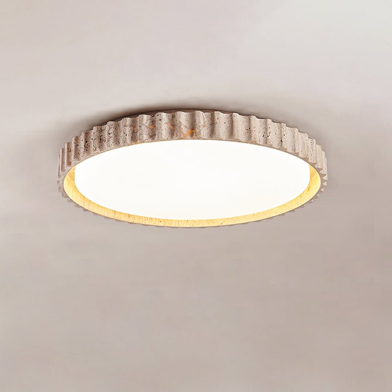 Elem Fluted Ring Travertine Ceiling Light-Neutral Decor