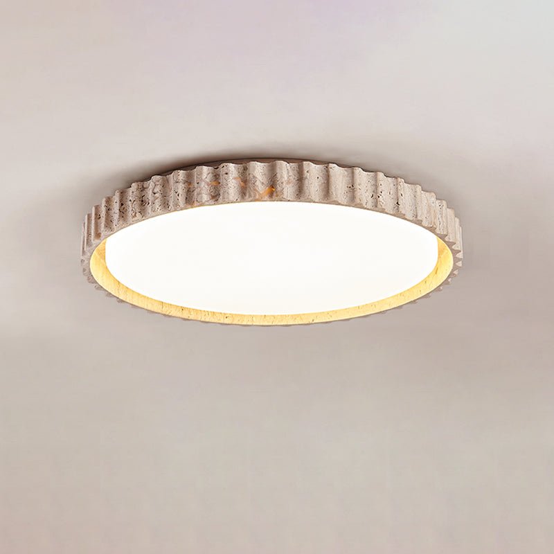 Elem Fluted Ring Travertine Ceiling Light-Neutral Decor
