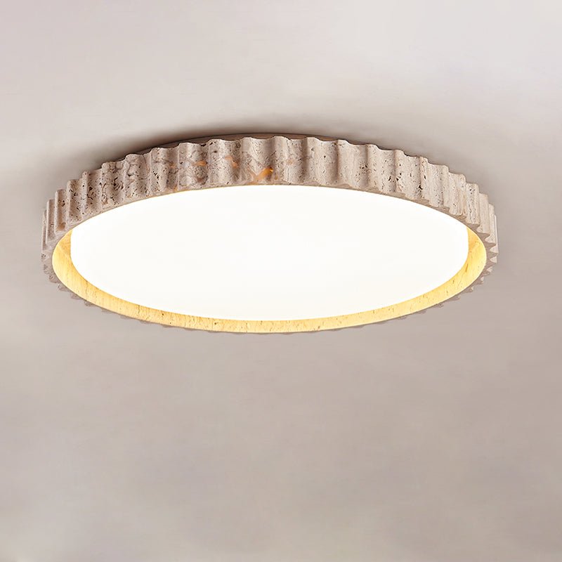 Kiven Fluted Ring Travertine Ceiling Light-Neutral Decor