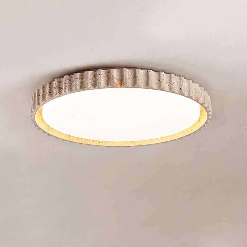 Elem Fluted Ring Travertine Ceiling Light-Neutral Decor