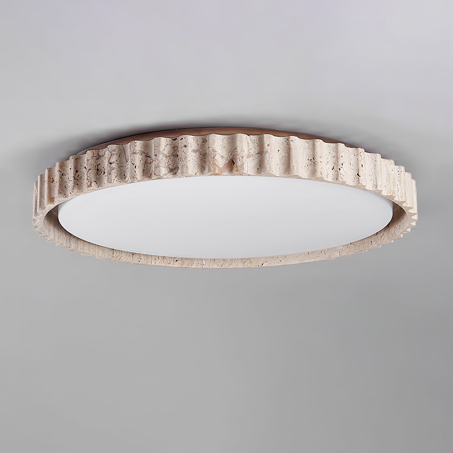 Kiven Fluted Ring Travertine Ceiling Light-Neutral Decor