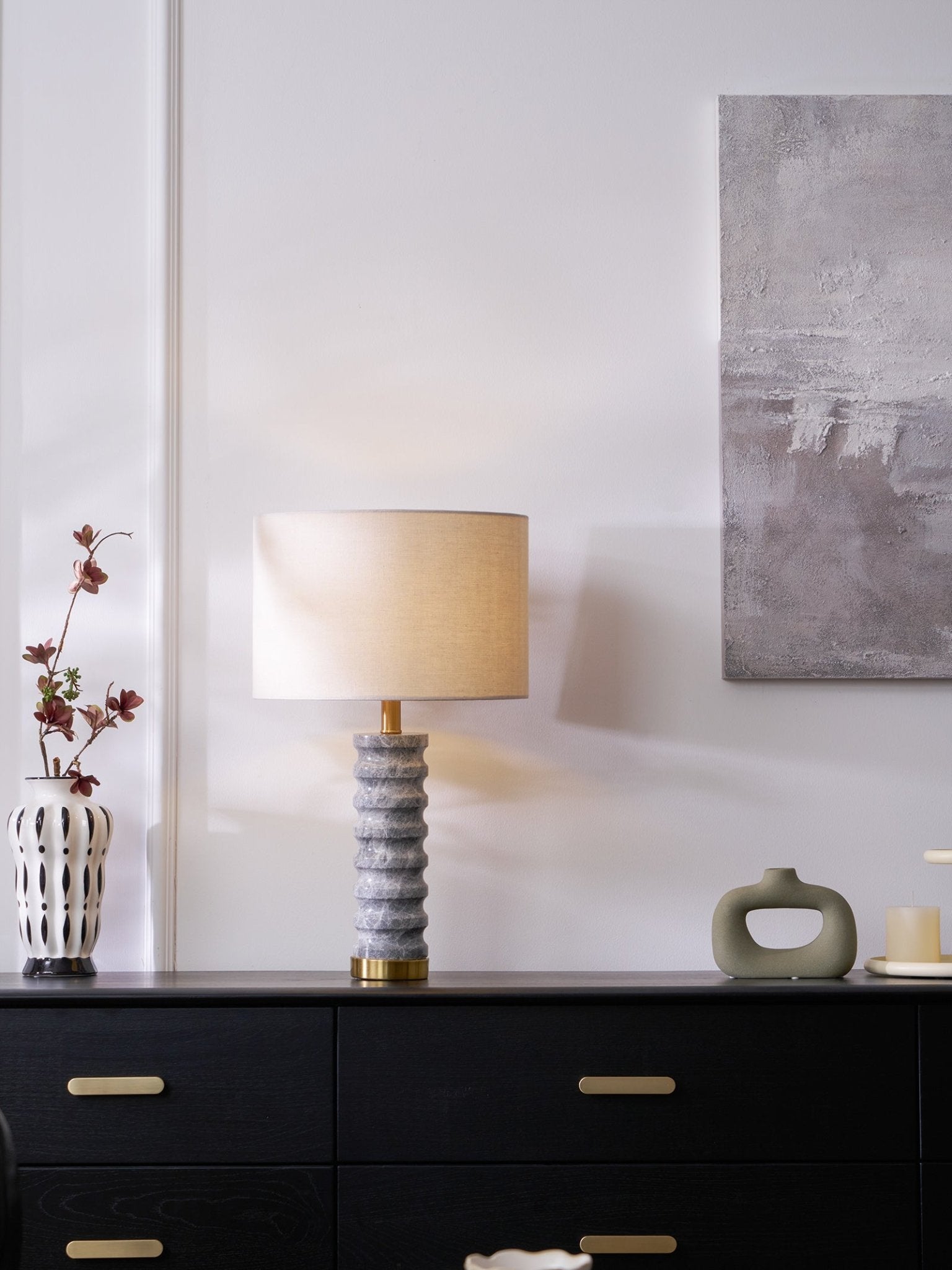 Spira Modern Stone Table Lamp-Neutral Decor
