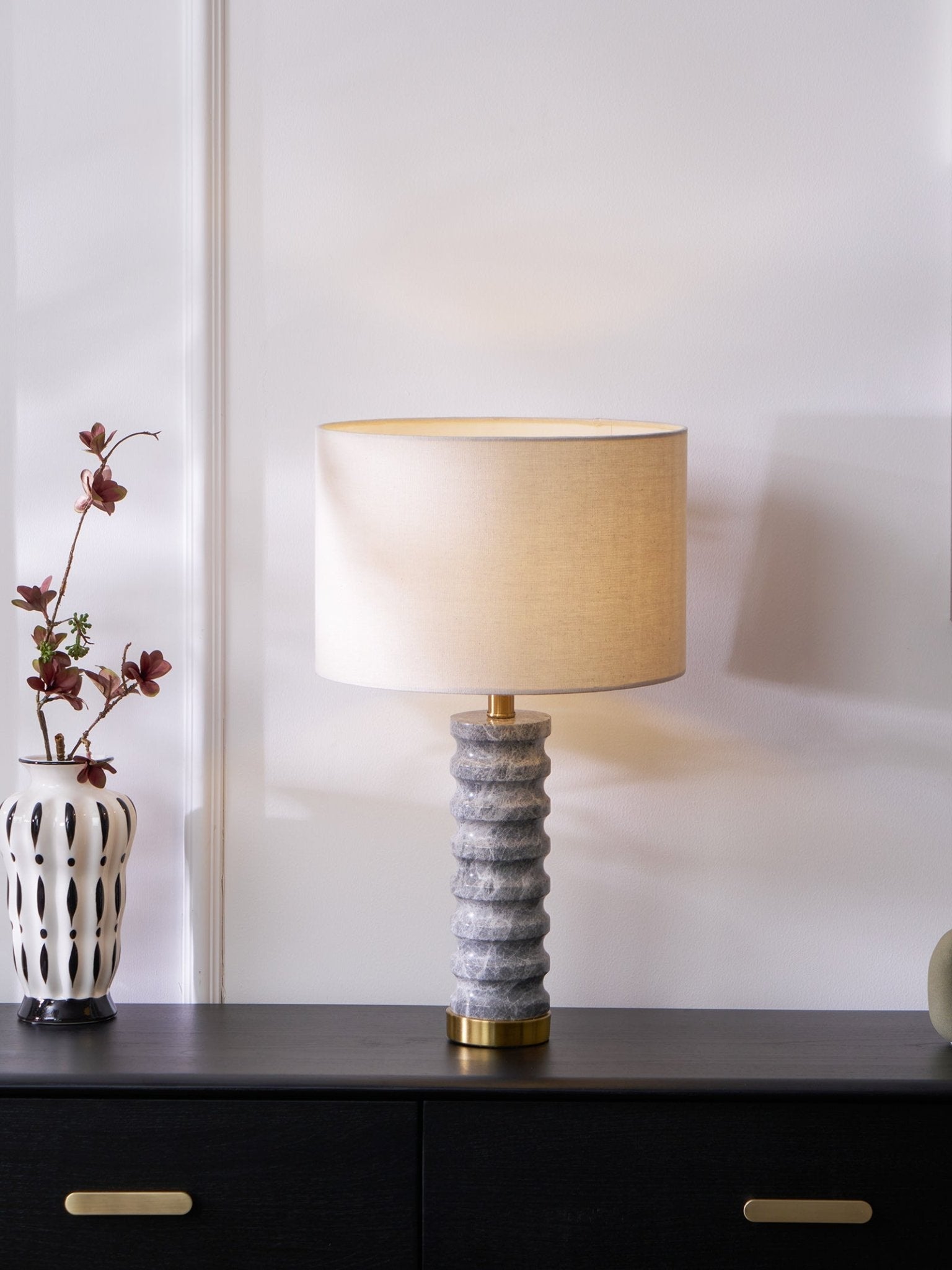 Spira Modern Stone Table Lamp-Neutral Decor