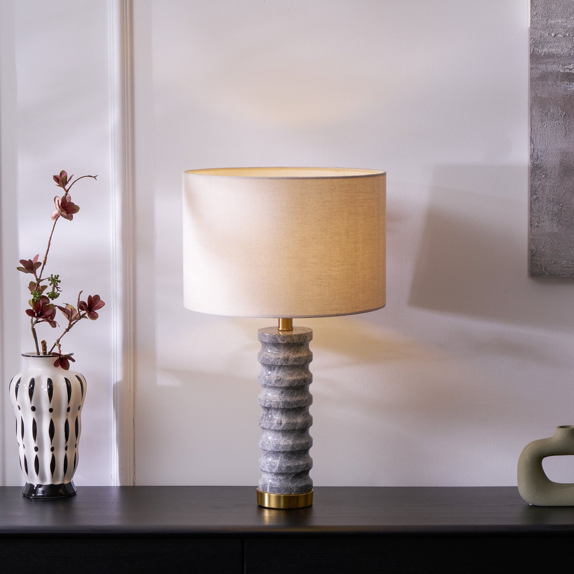 Spira Modern Stone Table Lamp-Neutral Decor